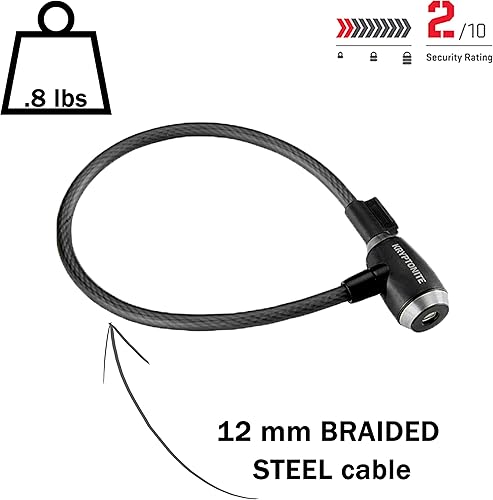Miniatura 2 de Kryptonite KryptoFlex - Cable de bloqueo de bicicleta, 2 pies, 6 pies, 10 pies de largo, 0.472 in de grosor, cable de acero trenzado resistente,