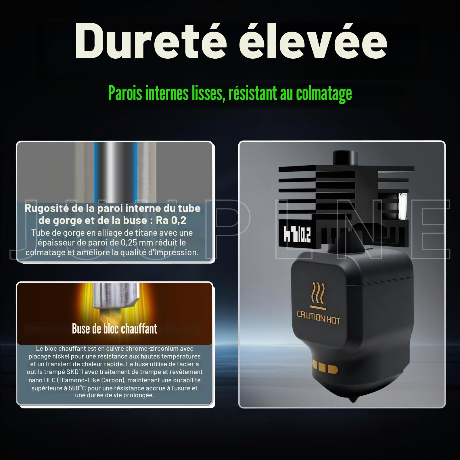 Lot de 2 kits de hotend améliorés de 0,2 mm pour laboratoire bambou P2S/H2D/H2S (avec 4 manchons en silicone), extrudeuse avec buse en acier trempé et bloc chauffant électroplaqué pour accessoires
