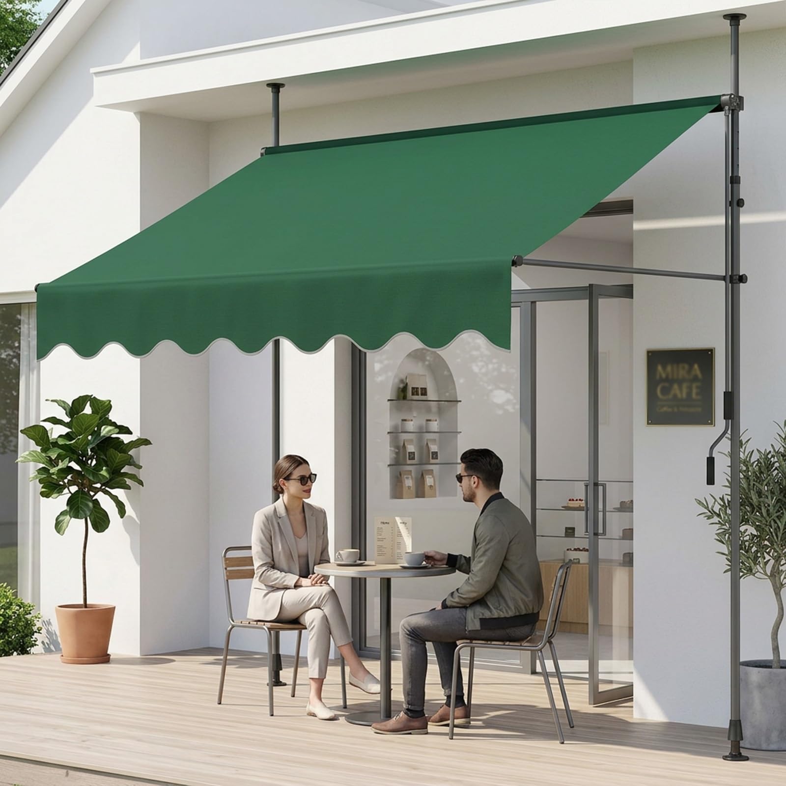 Auvent rétractable robuste avec abri réglable de haute densité pour grande terrasse