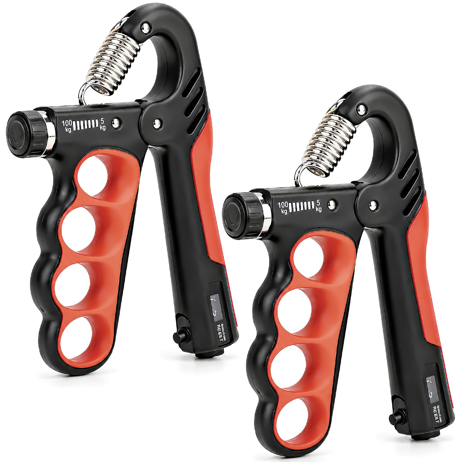 2 Pack Grip Strength Trainer with Counter, 5-100KG Adjustable Resistance Hand Gripper Strengthener, Forearm Wrist Exerciser for Hand Strength Training Muscle Building Injury Recovery