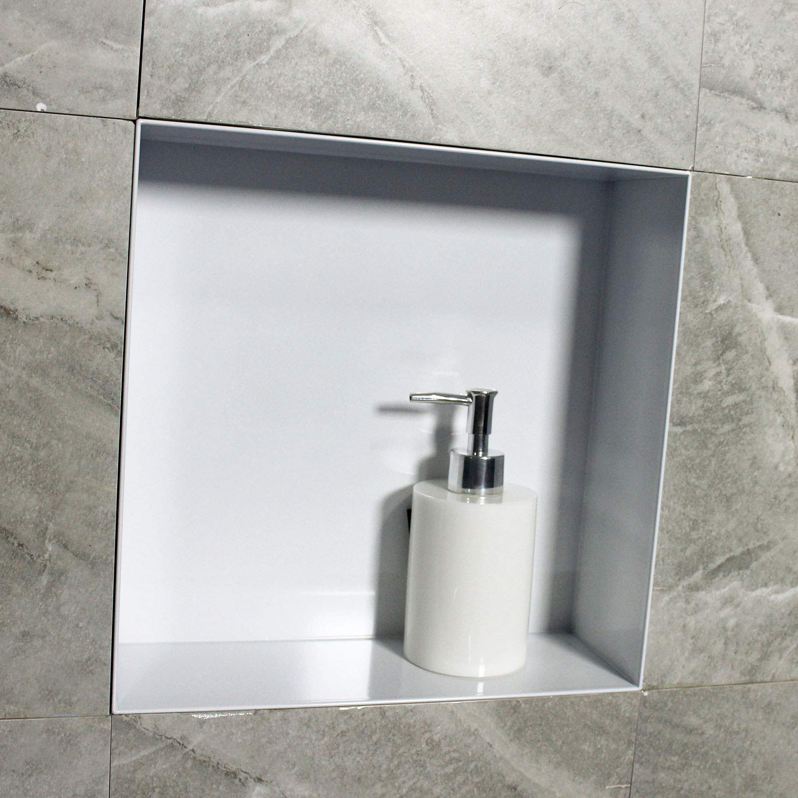 Bernstein - Niche Murale Douche Blanche 30x30x10cm Acier Inoxydable étagère encastrée Salle de Bain, Anti-Rouille, étanche, Installation Facile - BS303010