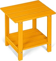 Vista 11 de Adirondack - Mesa auxiliar para exteriores con veta similar a la madera, mesa auxiliar pequeña de patio de 16.6 pulgadas, mesa de plástico HDPE de 2