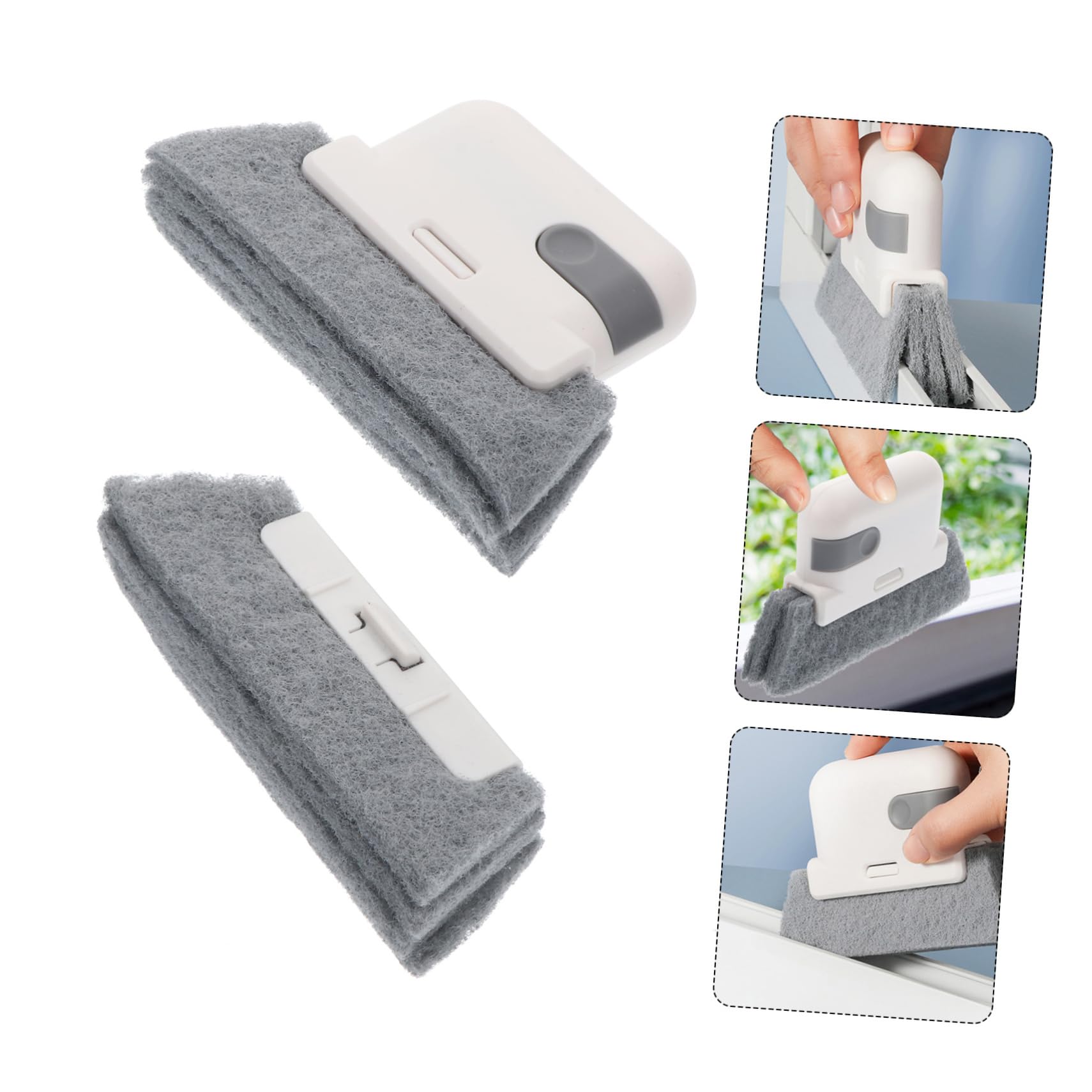FOMIYES 1pc Multifunctional Window Slot Brush with Replacement Deep Cleaning Tool for Window Grooves Crevices and Corners and Scouring Pad Materials for Dust Removal