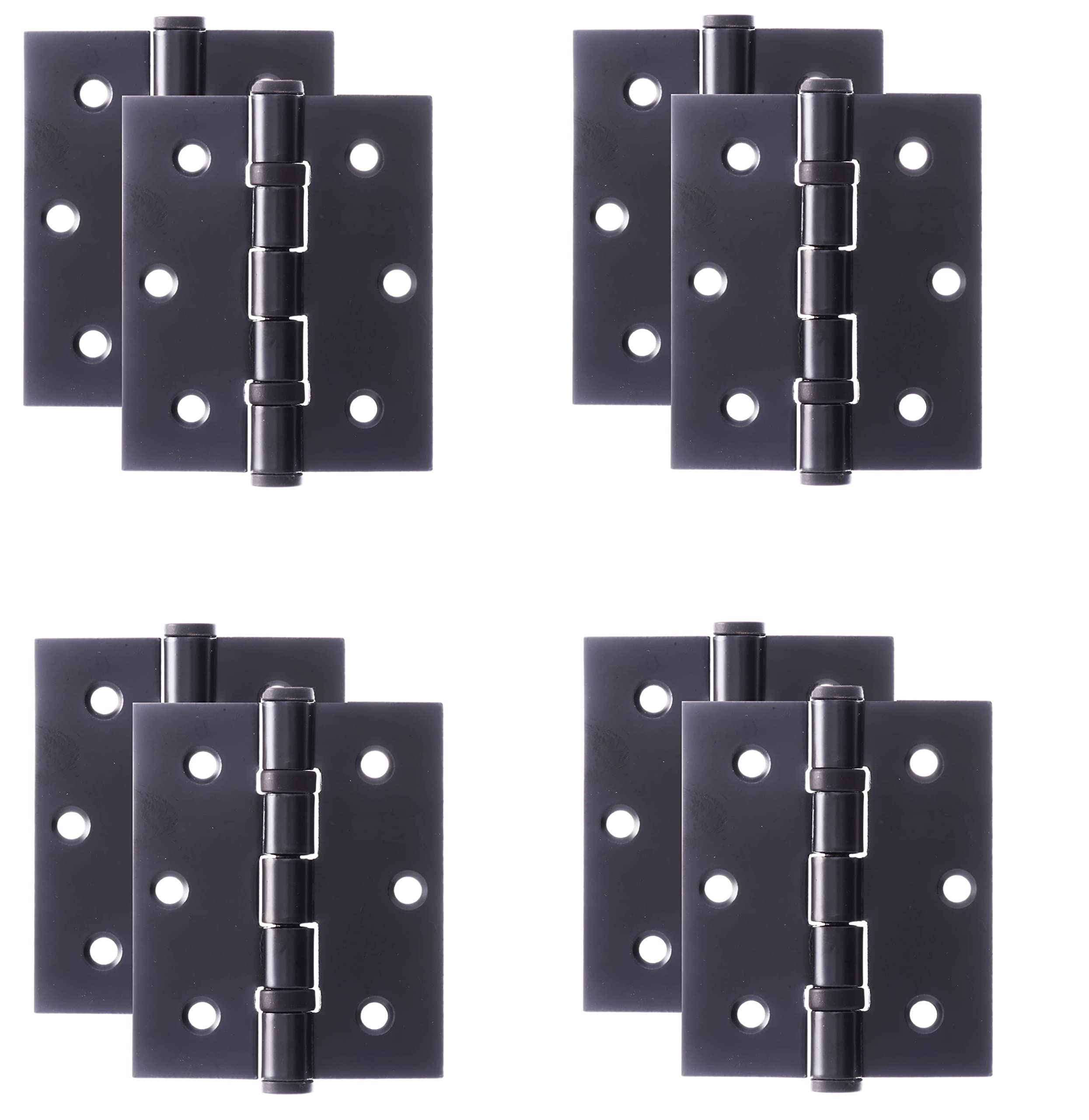 Golden Grace Ball Bearing Hinges in Matt Black Finish, Timber Door Hinge - 4 Pairs - 75mm 3"