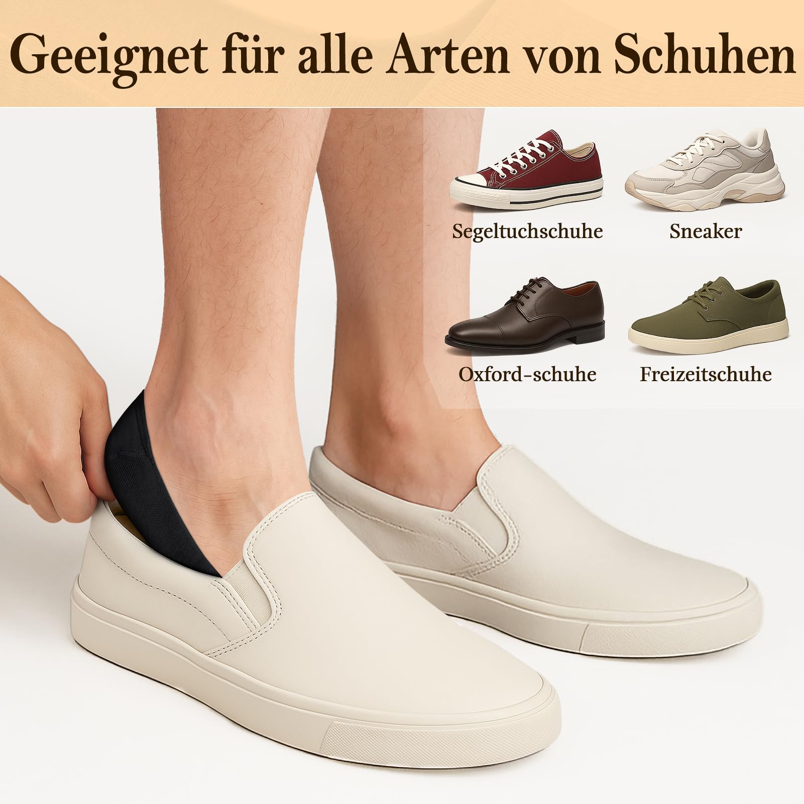 Kiiwah 4 Paare Füsslinge Herren, Füßlinge mit Rutschfestem Silikon Unsichtbare Socken Sneaker Socken Unsichtbar Invisible Socks Herren für Canvasschuhe, Sneaker, Oxford-Schuhe, Freizeitschuhe