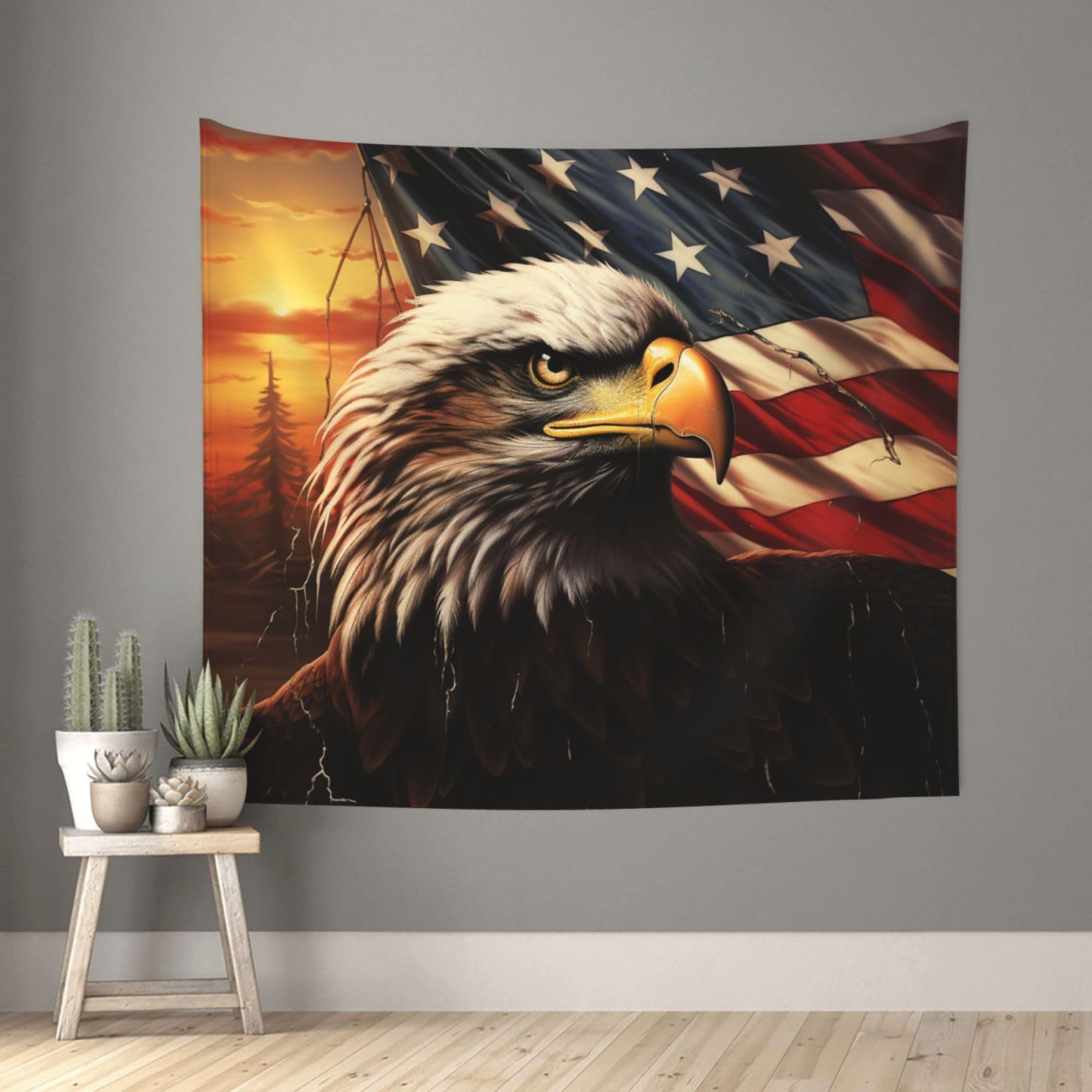 Flag and Eagle Tapestry for Bedroom Aesthetic, Wall Hanging Tapestries Art Decor Backdrop Wall Tapestry for Dorm Living Room Funny Poster Party Banner Background 51" X 60"
