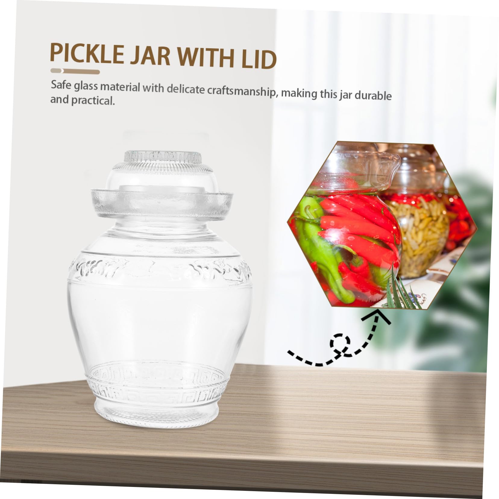 FRCOLOR Tarro de Cristal para Encurtidos de Cocina 5 Litros, Vidrio Borosilicato Resistente al Calor, Sellado Hermético para Conservar Alimentos Frescos y Secos, Adecuado para