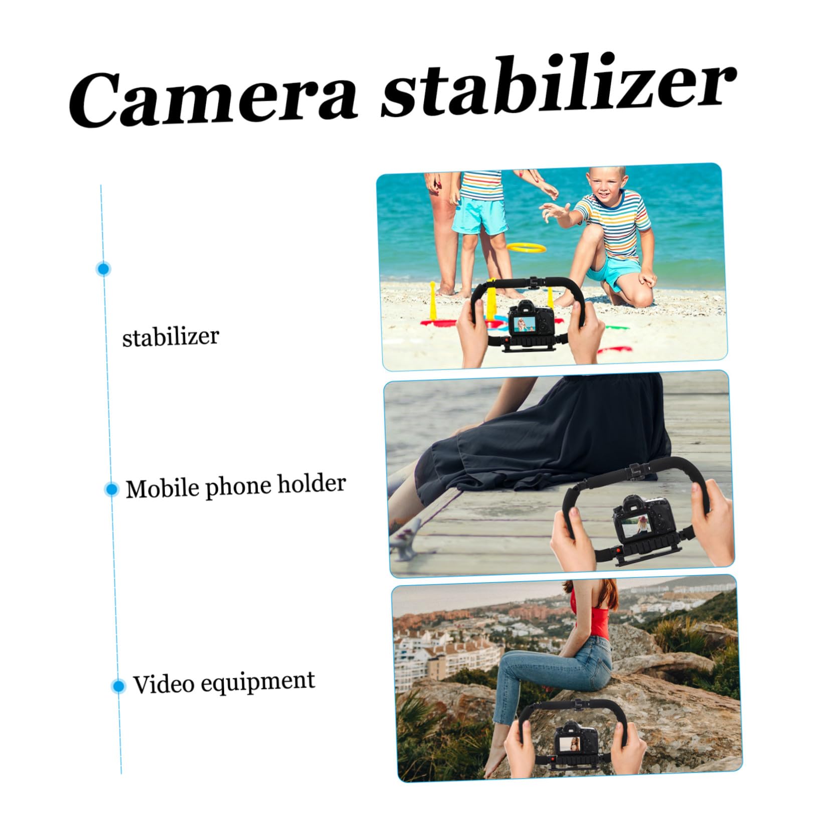 IMIKEYA Stabilizzatore per fotocamera DSLR Portatile Manico Antiscivolo e Foro a Vite 1/4 Supporto per Telefono e Videocamera Compatibile Fotocamere Sportive e Registrazione Professionale