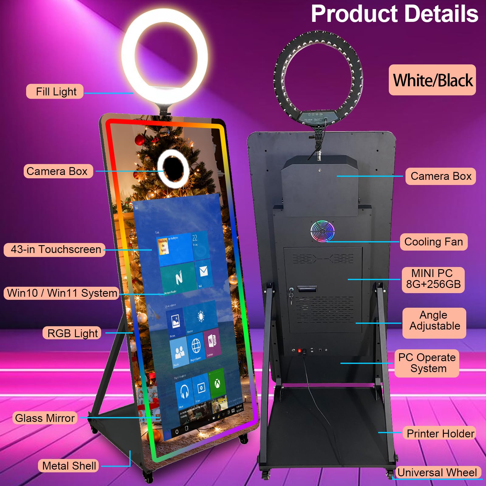 ZLPOWER Magic Mirror Photo Booth 21.5" Touch Screen Camera Selfie DSLR - View #6