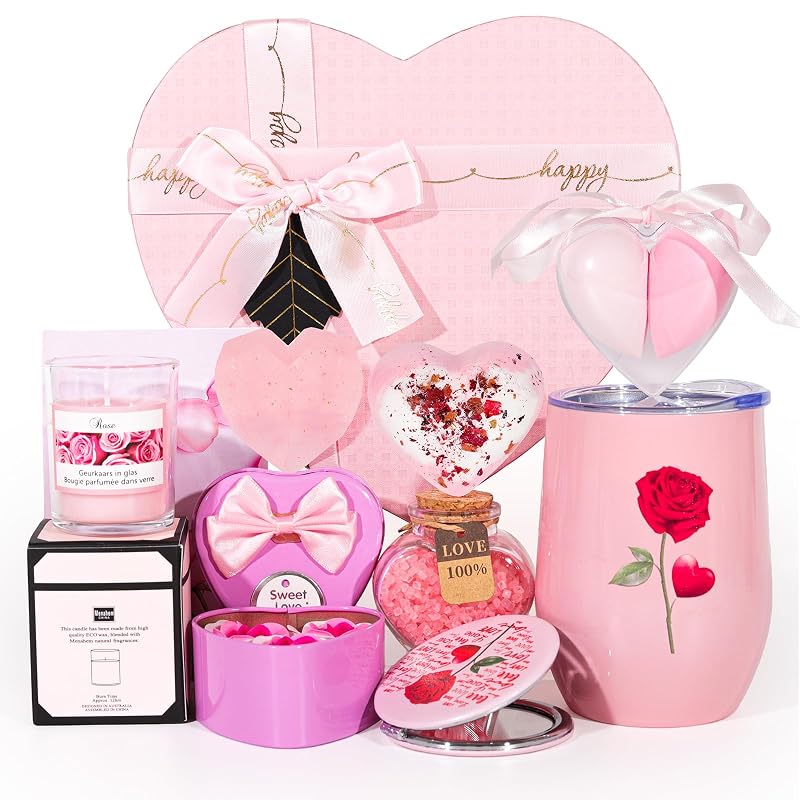 giftaker Conjunto de Presente em Formato de Coração com Copo Térmico e Itens de Banho
