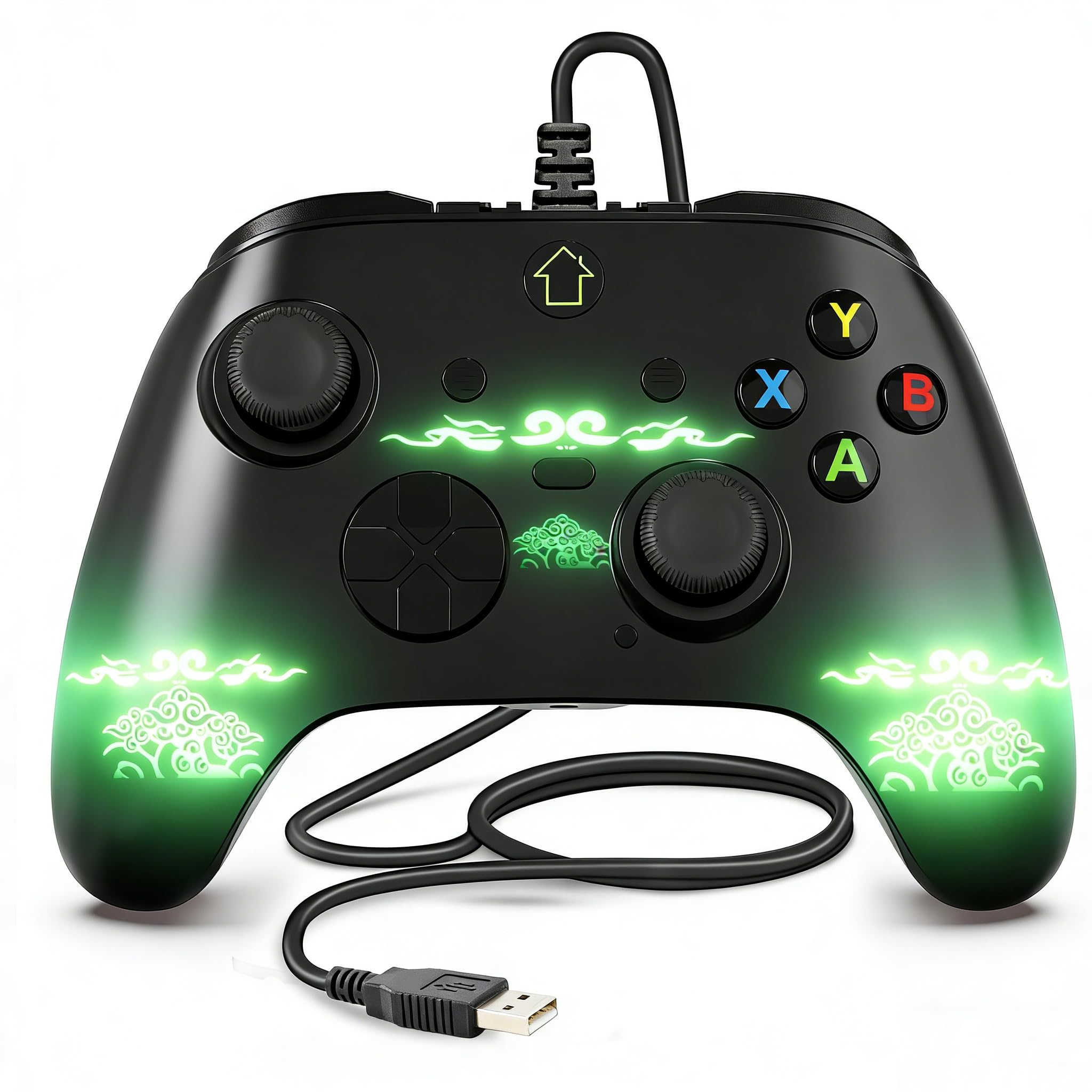 Wired X box 1 Controller with 3M Cable, USB PC Gamepad with Programming Buttons, Turbo, LED Light & Audio Jack, Firmware Upgrade Required for X box One Host - 1