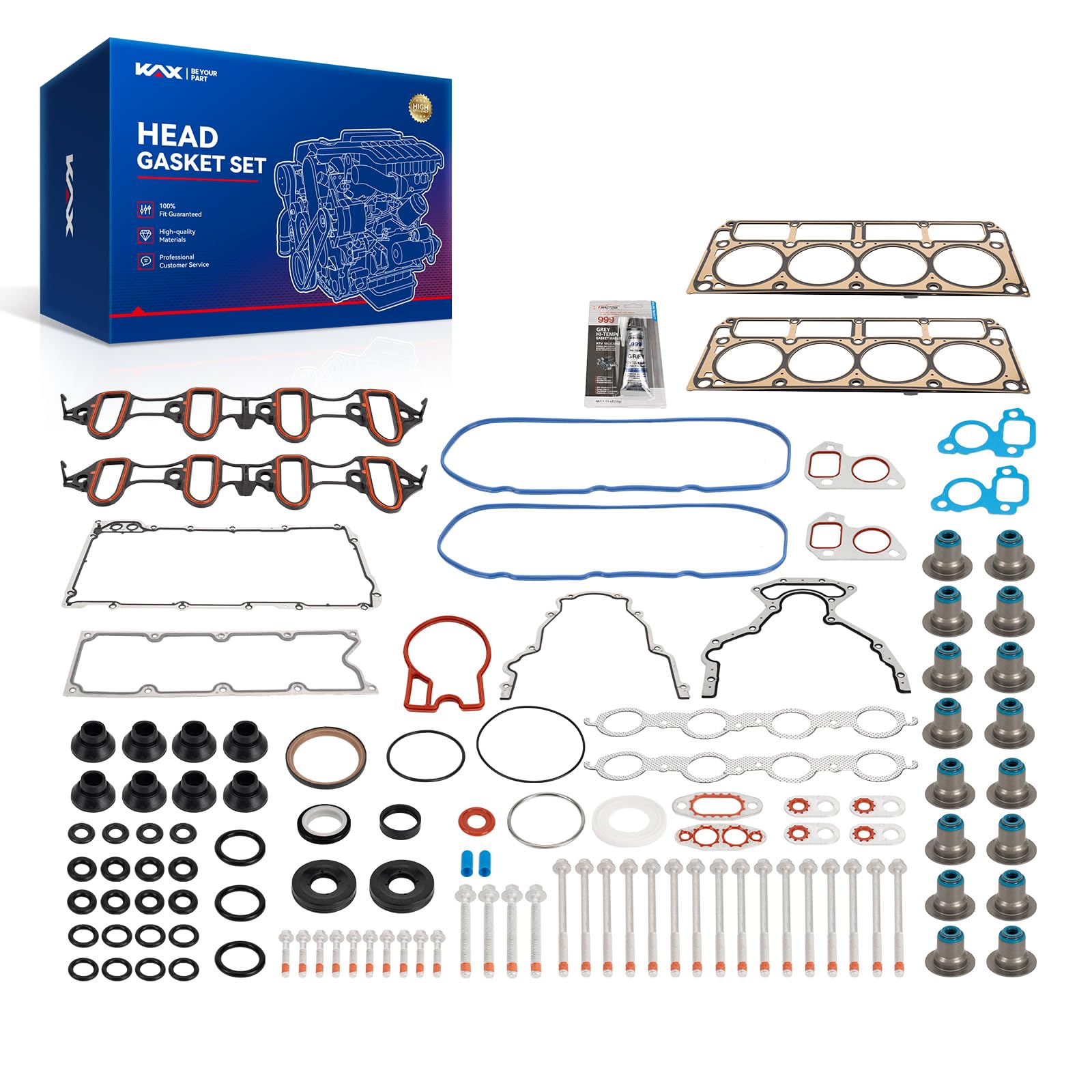 KAX Head Gasket Set for Chevy Silverado/GMC Sierra 1500 2002-2011 4.8L/5.3L