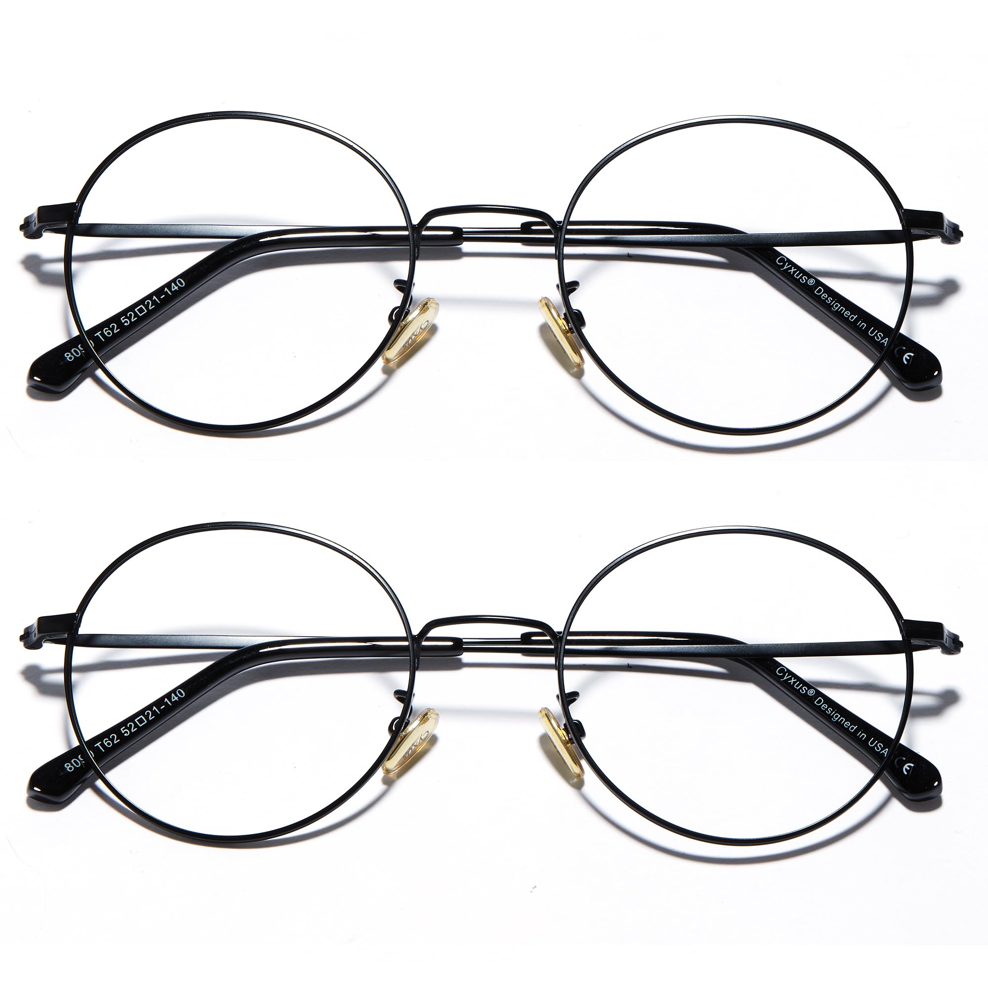 Cyxus Gafas Luz Azul Hombre Mujer Ligero Gafas De Ordenador Retro Gafas Anti Dolor De Cabeza Fatiga De Los Ojos 402B045, negro mate, M