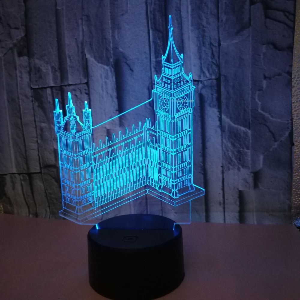 3D Big Ben Night Light Lamp 7 Color Change LED Touch USB Table Gift Kids Toys Decor Decorations Christmas Valentines Gift Birthday Gift