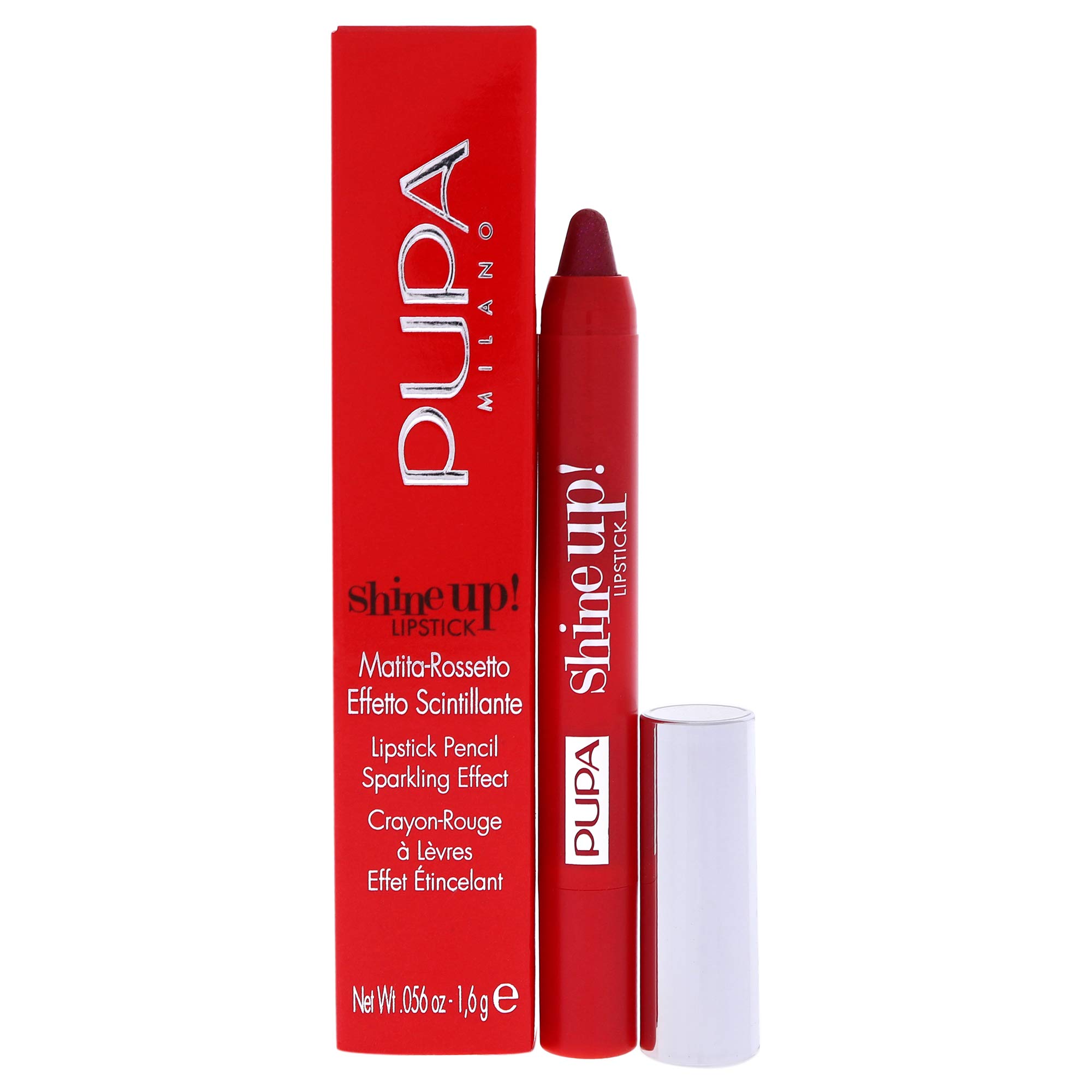 PUPA MilanoShine Up! Lipstick - Shimmering Effect Lipstick-Pencil - Subtle And Sensory Texture - Adheres Perfectly, Precisely and Flawlessly - 009 Red Queen - 0.056 Oz,I0111732