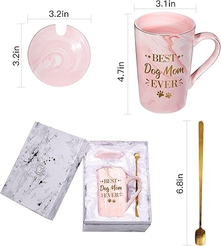 Miniatura 4 de RosieLily Best Dog Mom Ever - Tazas de café para mujeres, divertidas tazas de cerámica con diseño de mármol, regalos de cumpleaños para amantes de