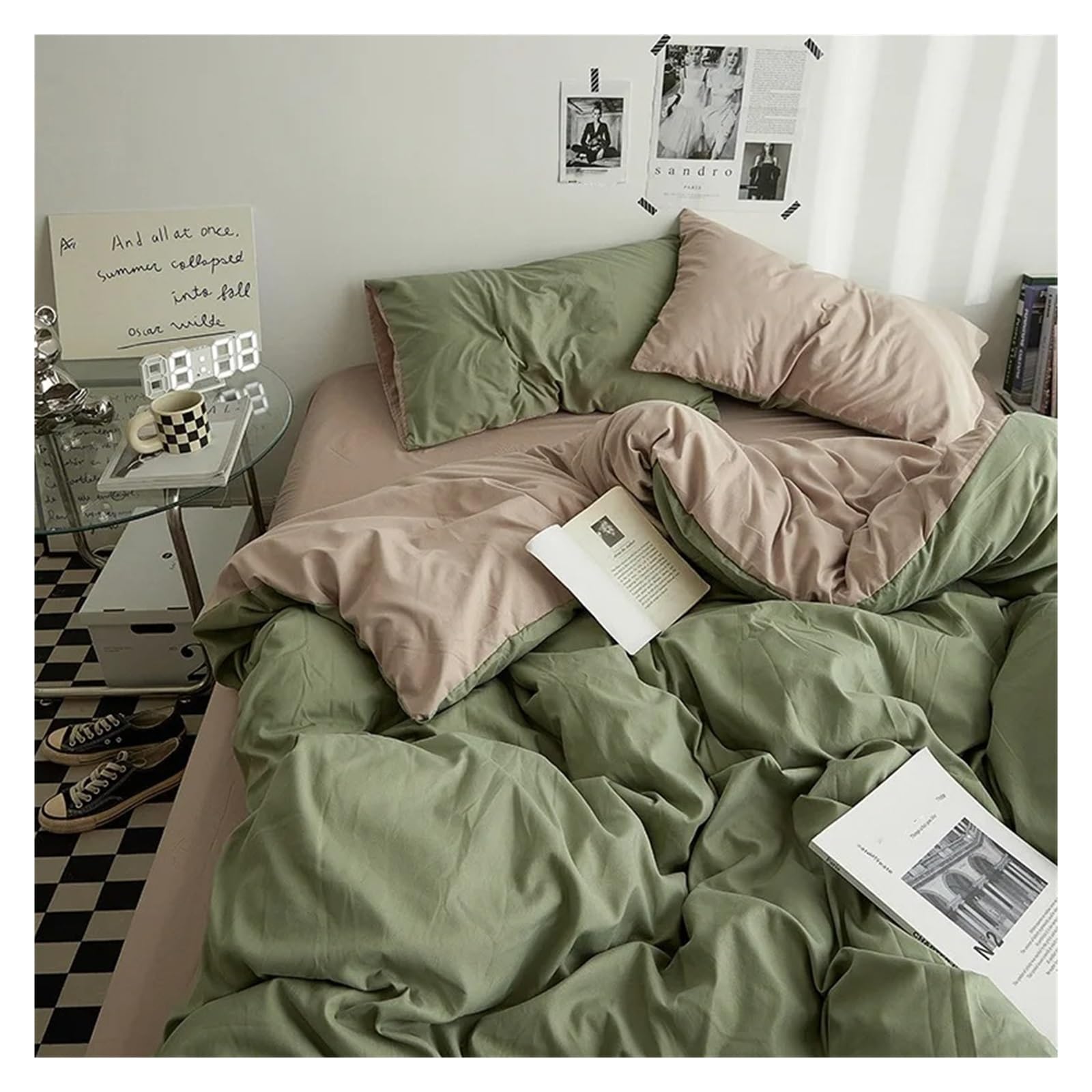 Housse de couette toutes saisons en pur coton lavable respirant pour lit double
