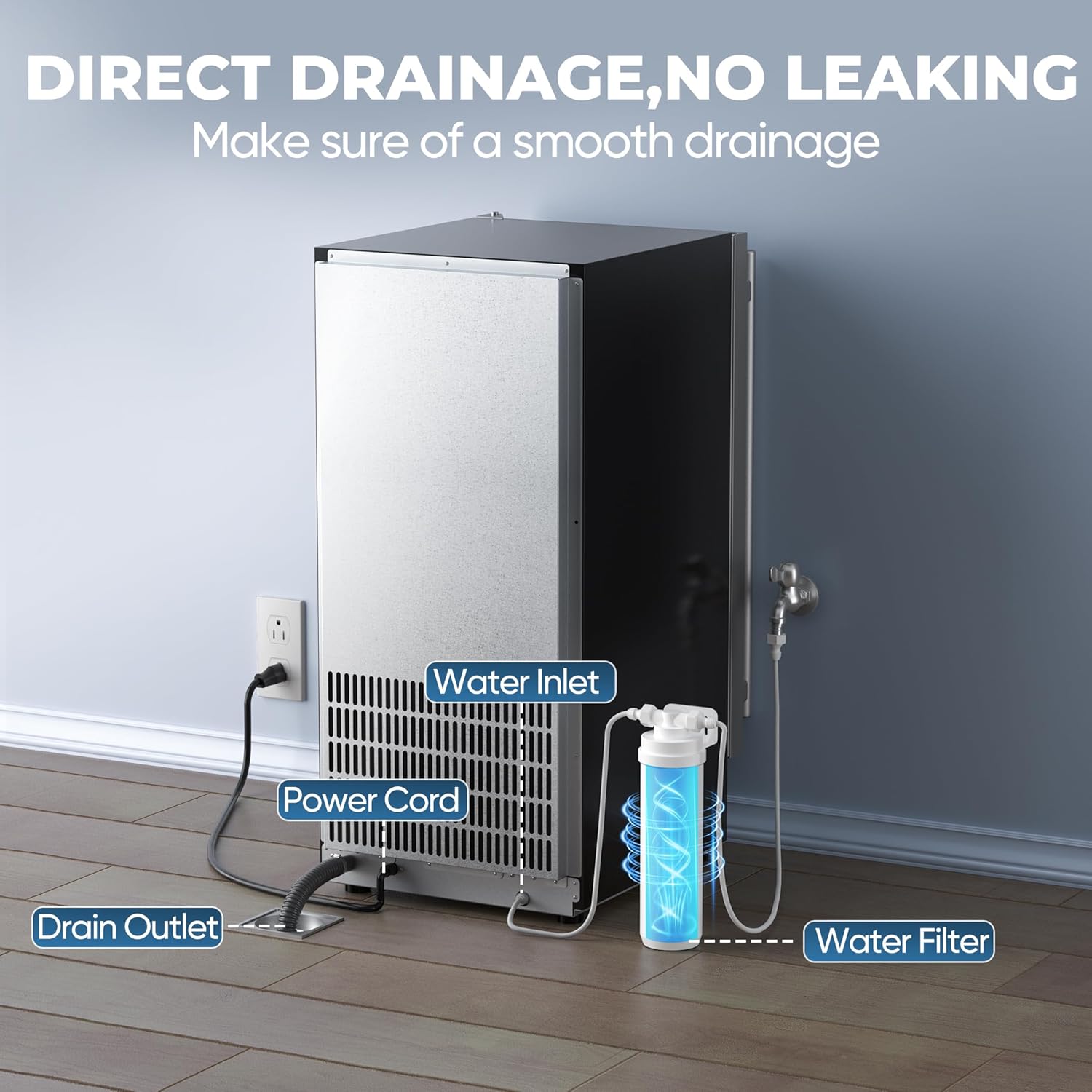 Close-up of the ice maker's interior during the Ultra Clean Mode cycle