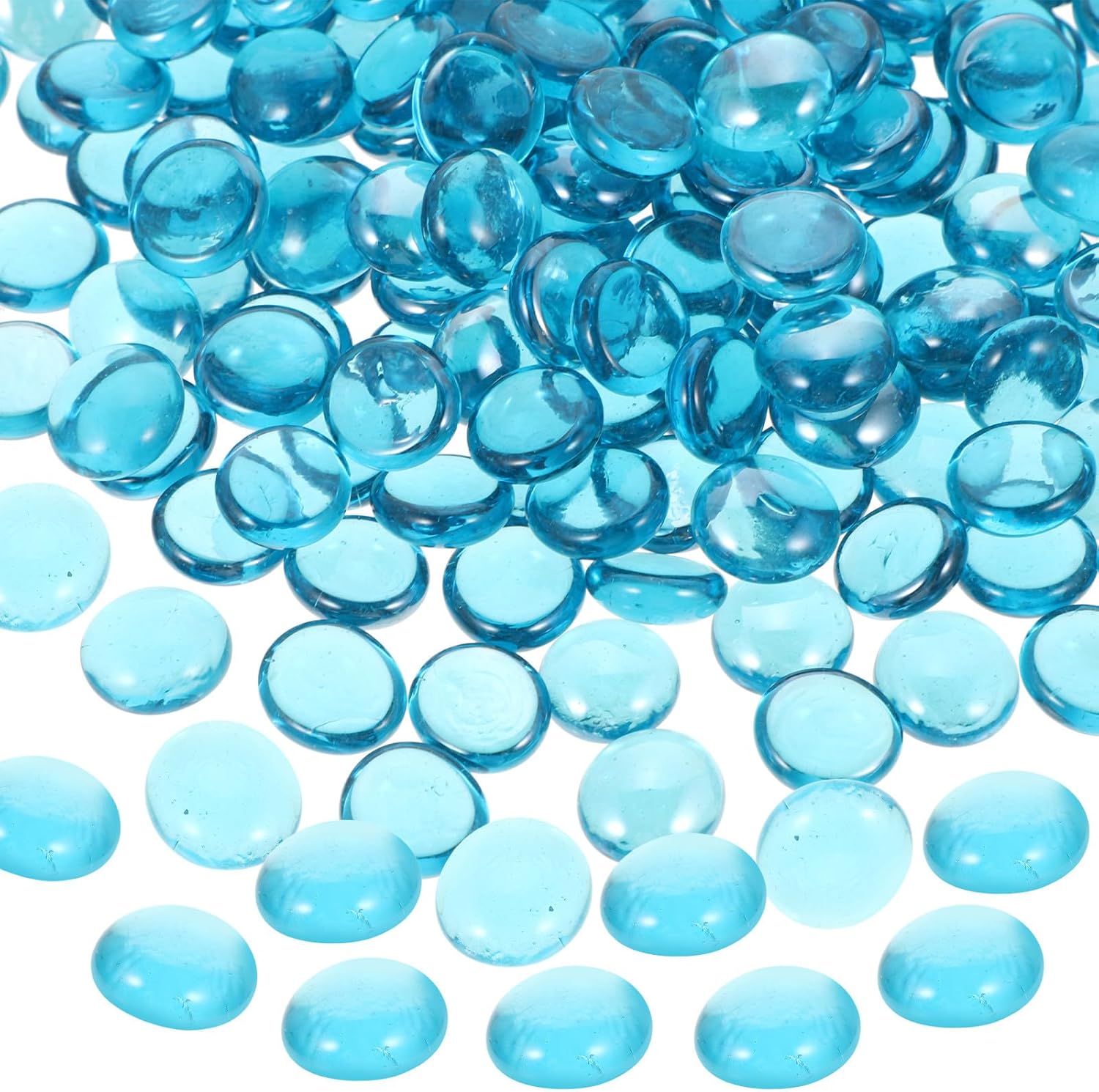 Fire Pit Glass Beads and Fish Tank Stone Decor, 16-19mm Light -Resistant Glass Pebbles, 1kg Bag for Outdoor Fireplace and Aquarium Decorations