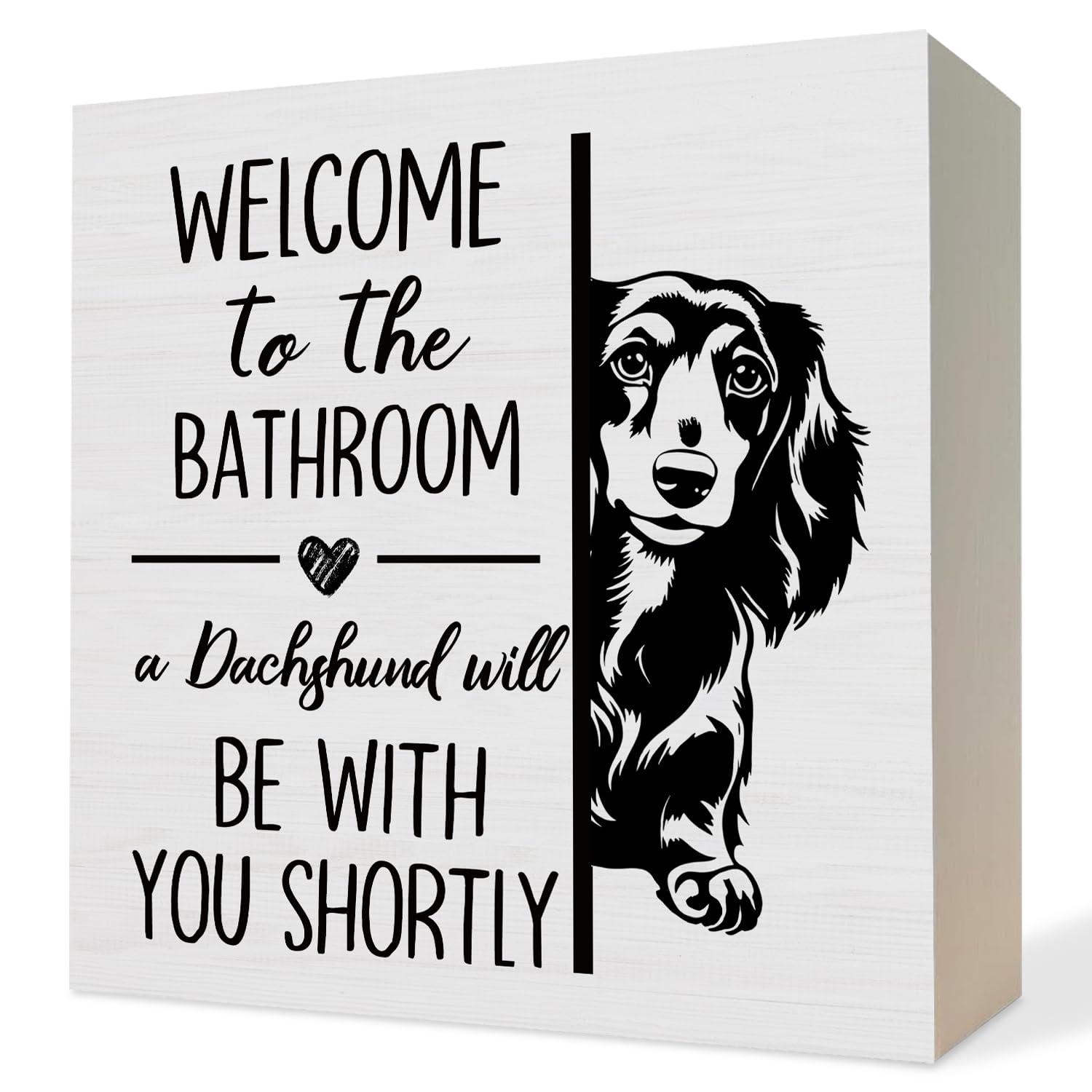 Funny Dachshund Bathroom Wooden Box Sign, Weiner Dog Bathroom Decor, Dachshund W