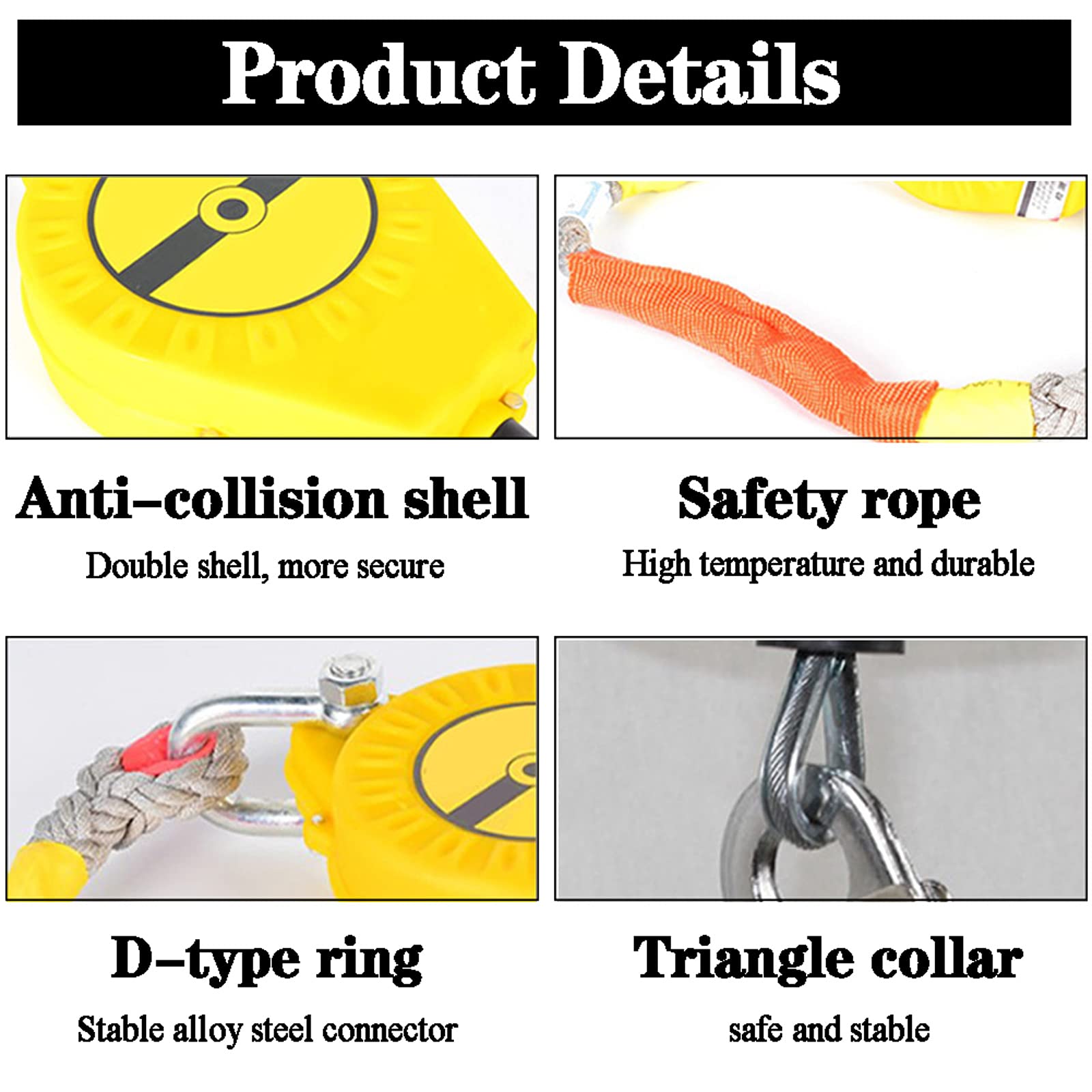 Antichute a Rappel Automatique, Dispositif Antichute Rétractable, Équipement de Protection Individuelle, Harnais de Sécurité avec Câble 5m/7m/10m/15m/20m/30m