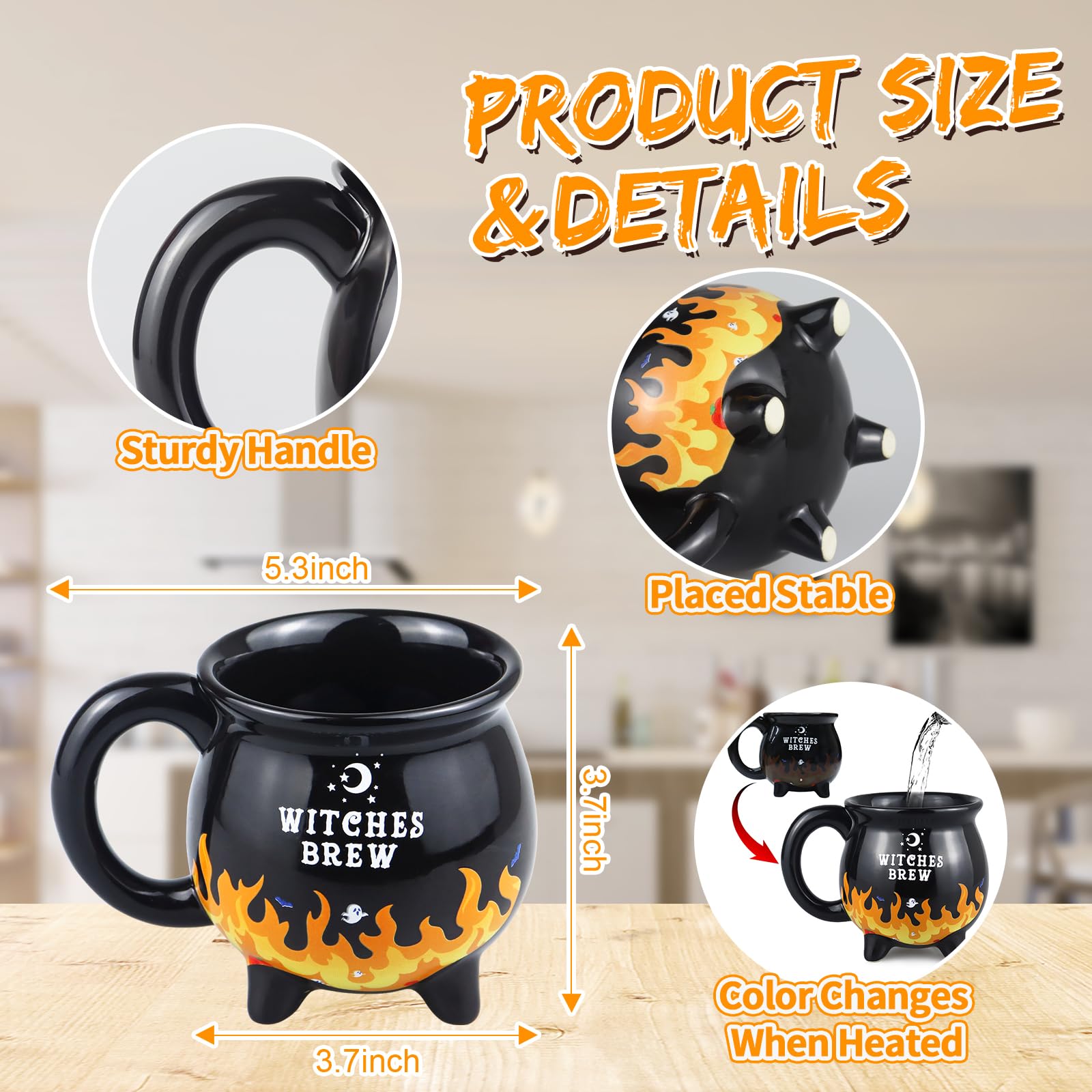 Mug Sorcière - Design Chaudron Devant, Pentagramme Derrière - Céramique Blanche - Occasion