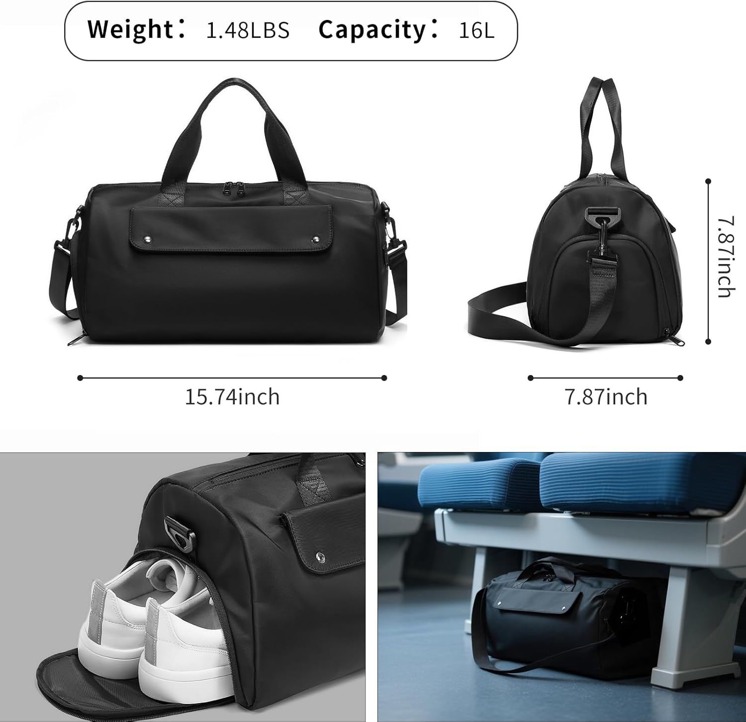 Gym Bags for Men, Small Duffle Bag for Travel, Waterproof Overnight Bag with Shoe Compartment, Cordura Sports Bag for Fitness/Short Trip - Image 2