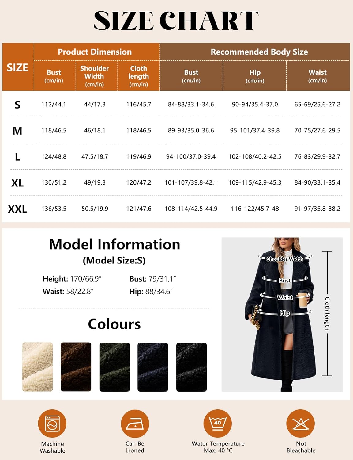 Womens Fleece Long Jackets Oversized Double-Breasted Fluffy Coats Winter Lapel Faux Fur Warm Overcoats with Pockets - Image 7