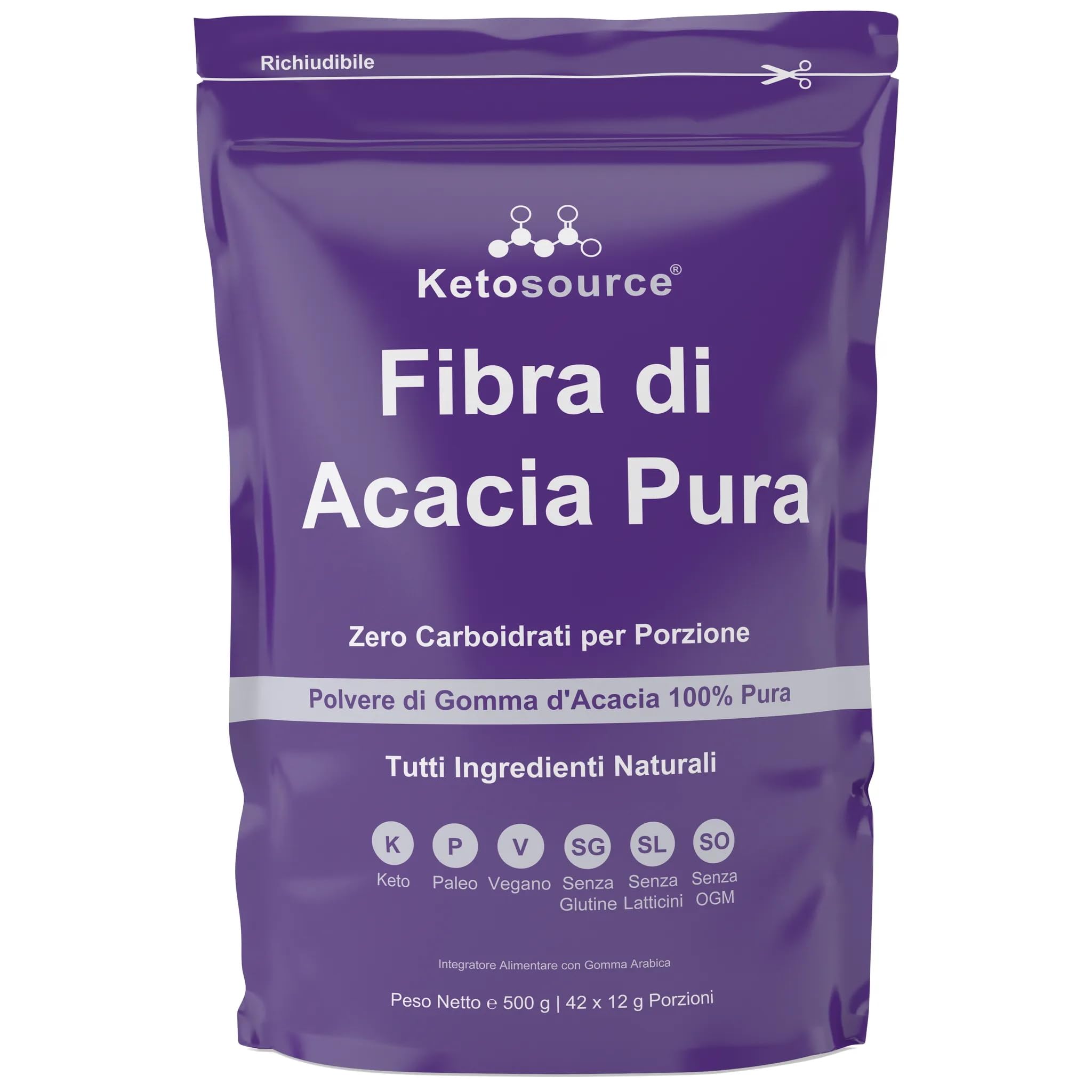 Fibra Acacia | 0g Carboidrati Netti, Zero Calorie | Fibra Solubile | 500g | Preb