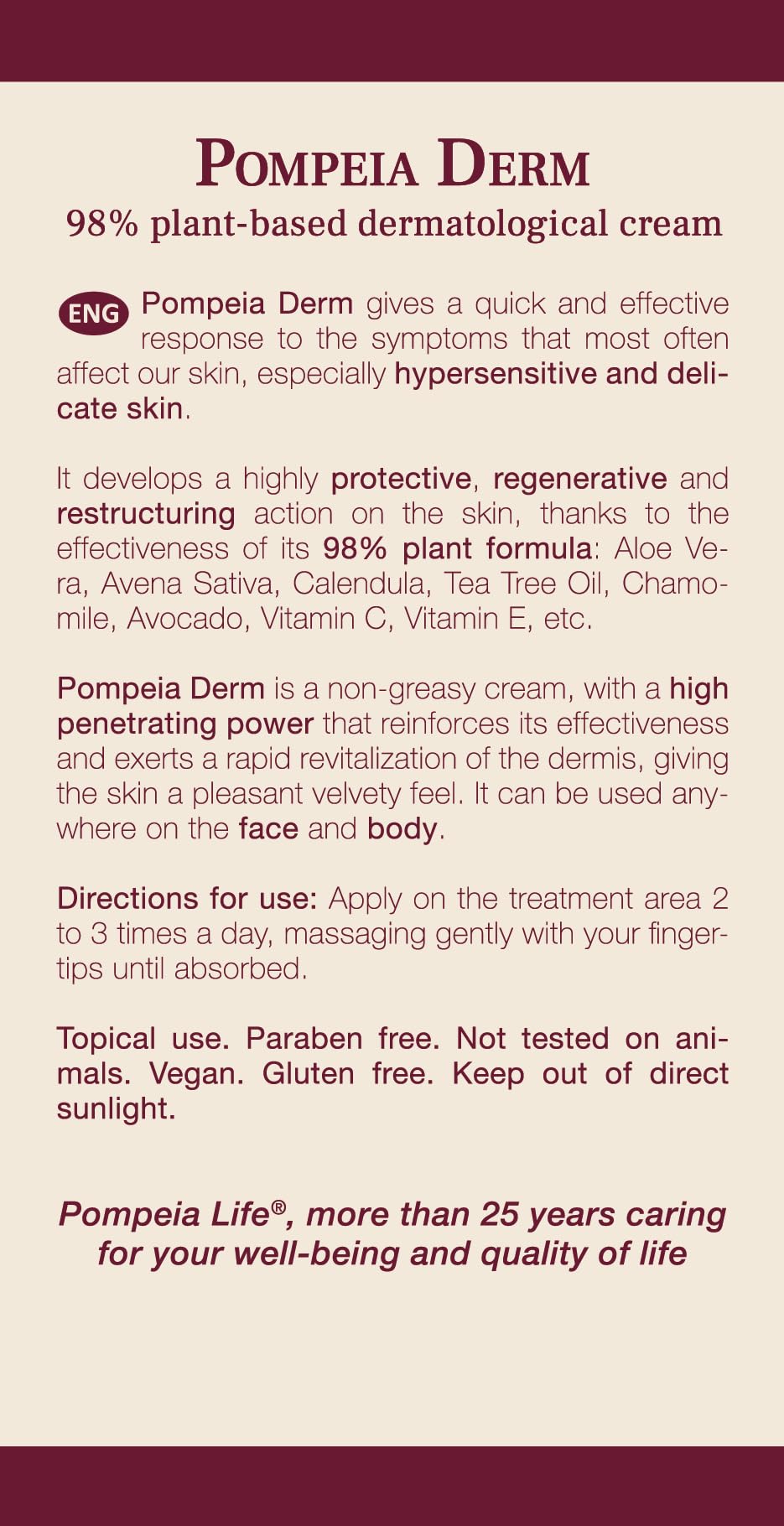 Pompeia Derm, dermatological cream 98% vegetable - 50 ml (Improved formula), 50 ml (Pack of 1) - Image 3