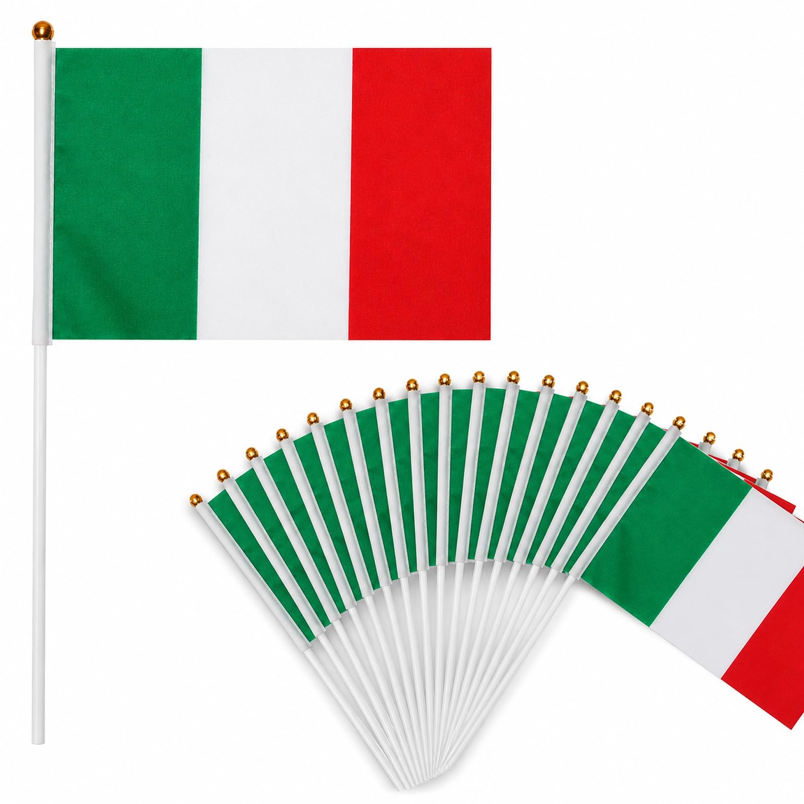 England Flags on Sticks for St. George's Day Decorations,20pcs Hand Held Small Flags with 30cm Pole for Sports Fan Decor, Rugby and Football Events, National Championship Celebrations (Italy)