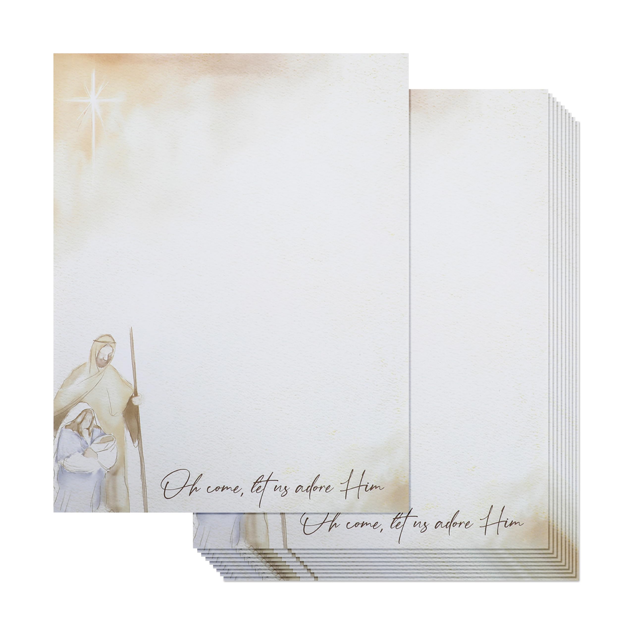 100 Sheet Let Us Adore Him Letterhead Paper, 8.5x11 inch Christmas Stationery Paper, Letter Size Write Personalized Greetings, Get Creative and Crafty