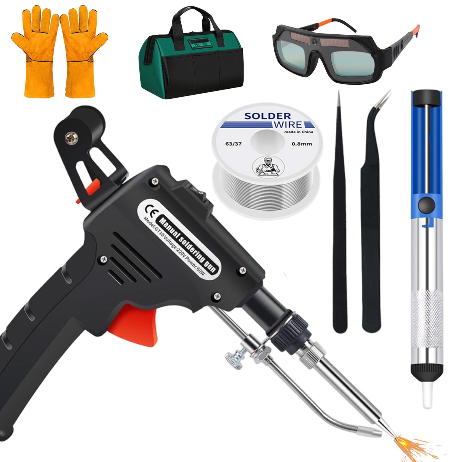 Pistola de soldadura manual de 60 W, dispositivo de soldadura láser multifunción portátil, kit de pistola de soldadura electrónica de 60 W, kit de pistola de soldadura electrónica automática para