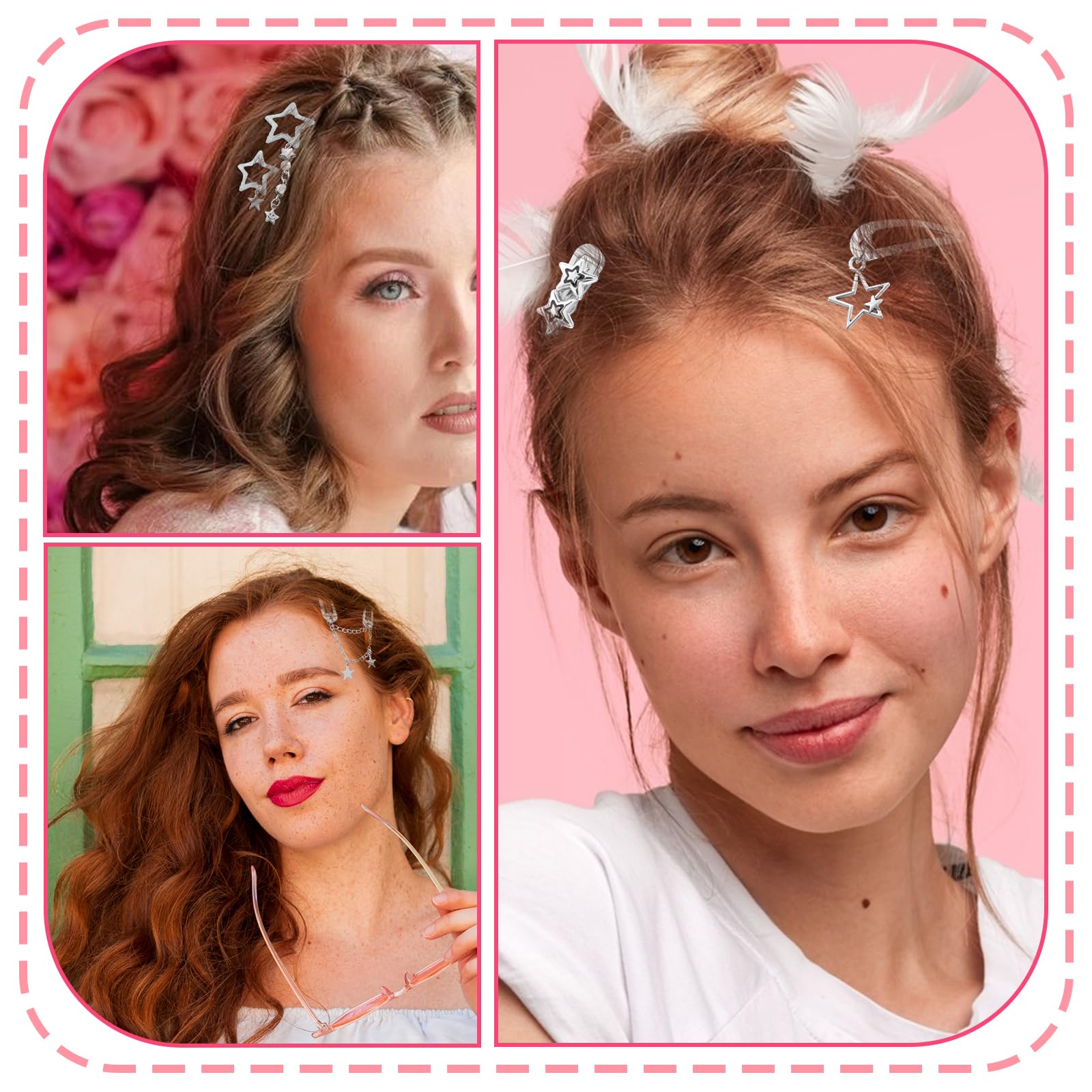 10Pcs Y2K Star Hair Clips, Kawaii Silver Hair Clips - Image 3