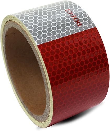 ToolUSA Cinta de seguridad reflectante  Rojo y plateado  9 pies (98.4 ft) de longitud  2 pulgadas (2.0 in) de ancho  Patrón de panal  Visibilidad