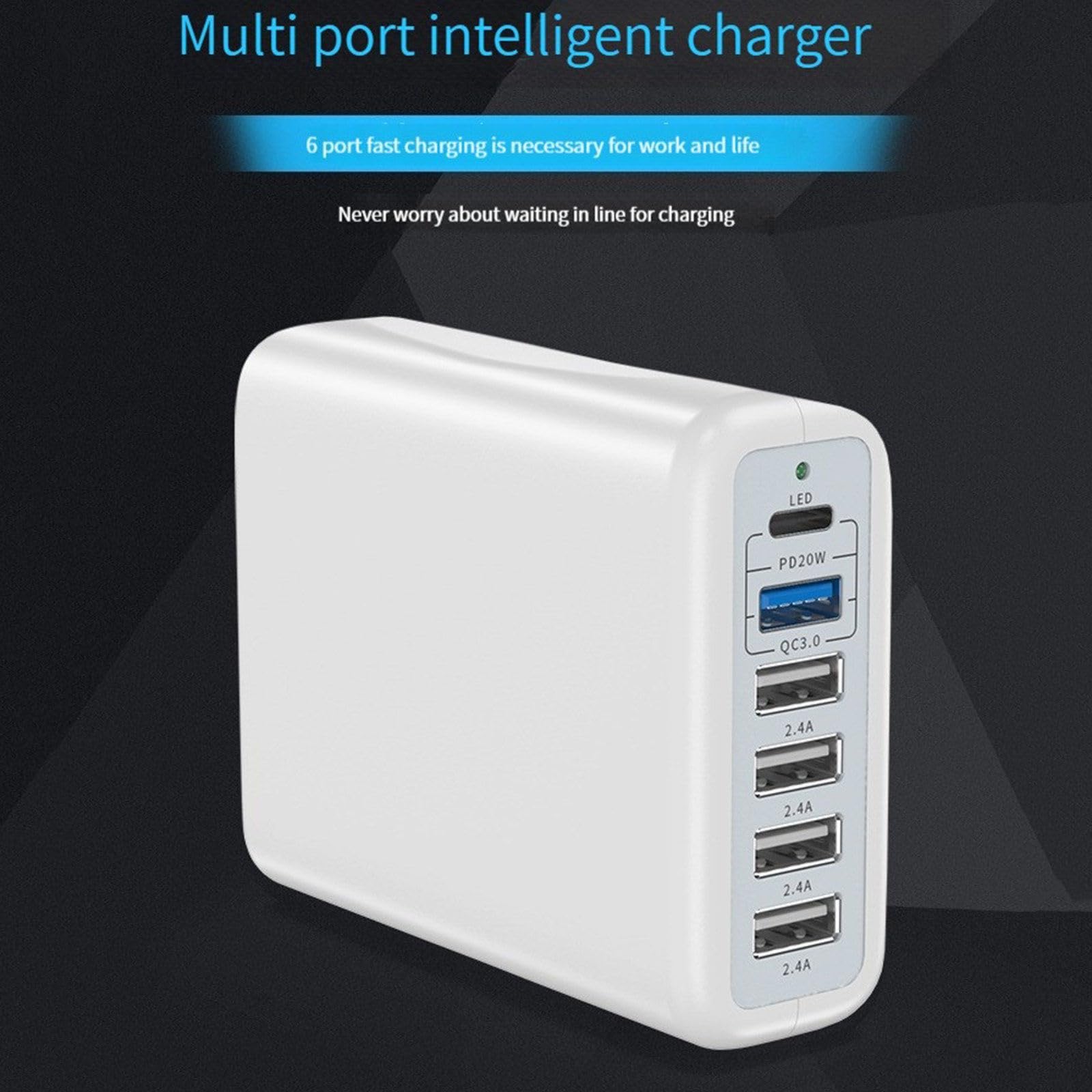 Caricatore USB Multifunzione, Supporto Pd 20W e Qc3.0, Adatto per Telefoni Cellulari, Notebook e Tablet, Uscita Universale 5V 9V 12V,Black