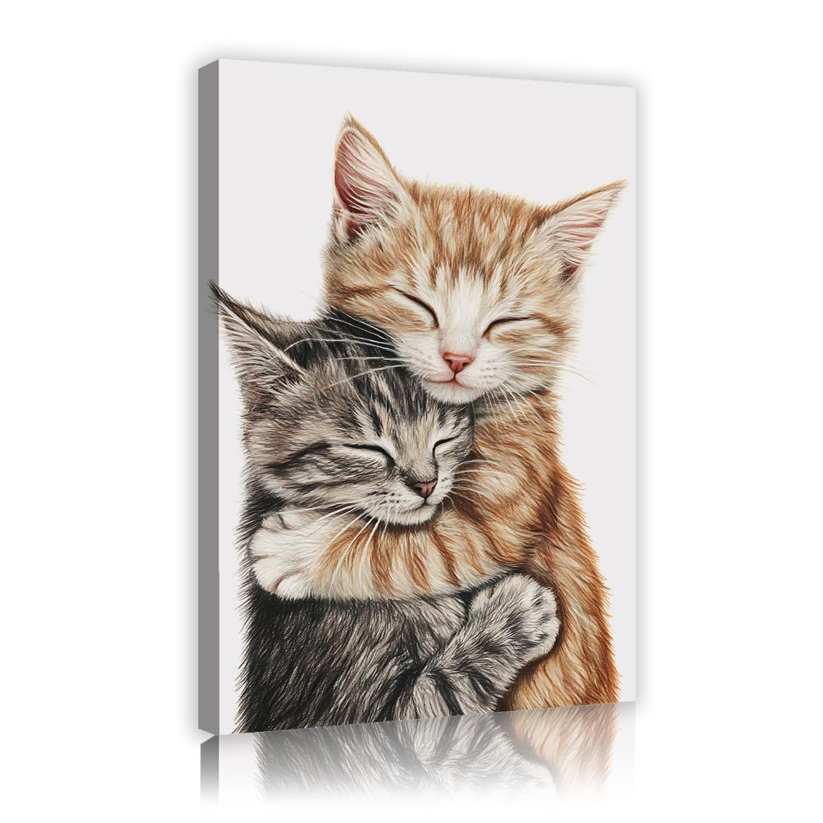 CHERHERART Canvas Wall Art Cute Sleeping Cats for Living Room Bedroom Modern Artwork Prints Animal Canvas Picture Poster for Nursery Home 55x85cm Innerframe
