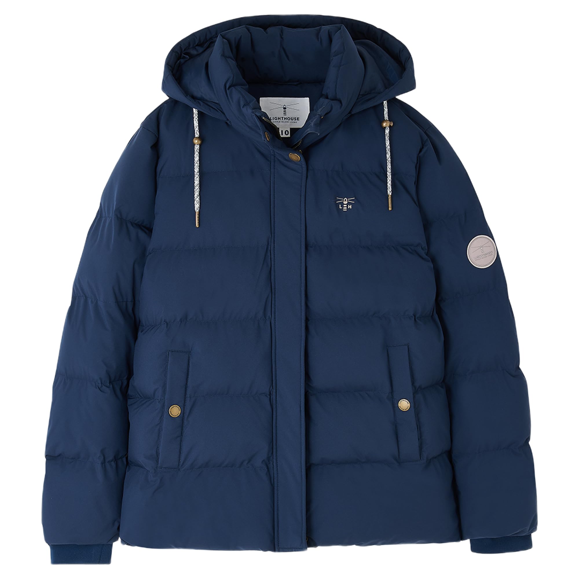 Lighthouse Clothing Margot Coat Navy Water Repellent Hooded Padded Women's Size 12