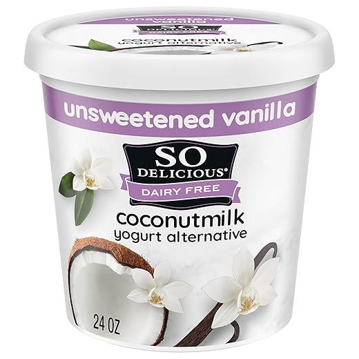 So Delicious Dairy Free Coconut Milk Yogurt Alternative, Unsweetened, Vanilla, Vegan, Gluten Free, Non-GMO, Creamy Plant Based Yogurt Alternative, 24 oz Container