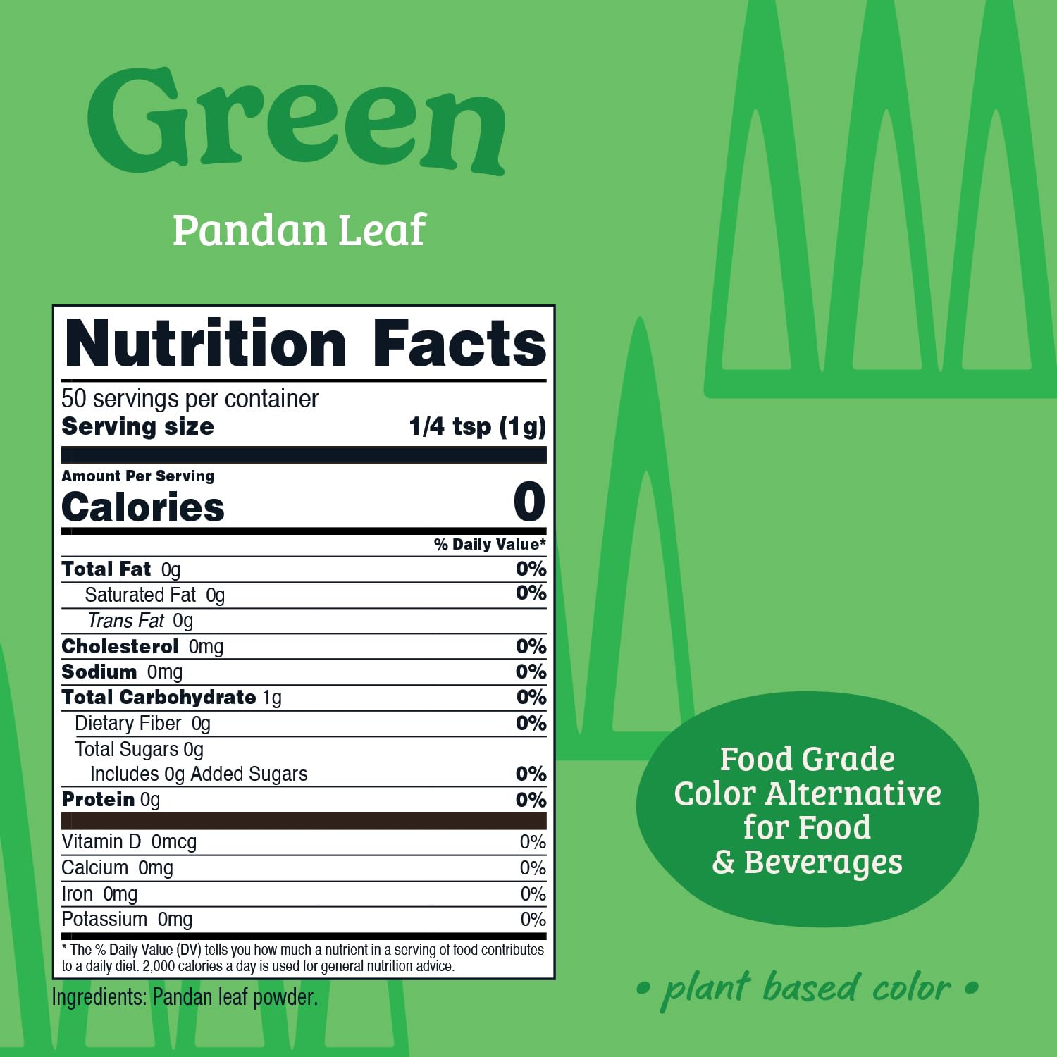Nutricost Green Plant Based Food Coloring From Pandan Leaf Powder (50 Servings) - Nutricolor Color Alternative For Food & Beverages
