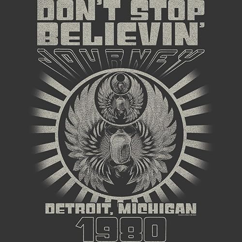 Vista 2 de Journey Don't Stop Believin' Detroit '80 Adult Short Sleeve T Shirt Vintage Style 80s Music Graphic Tees