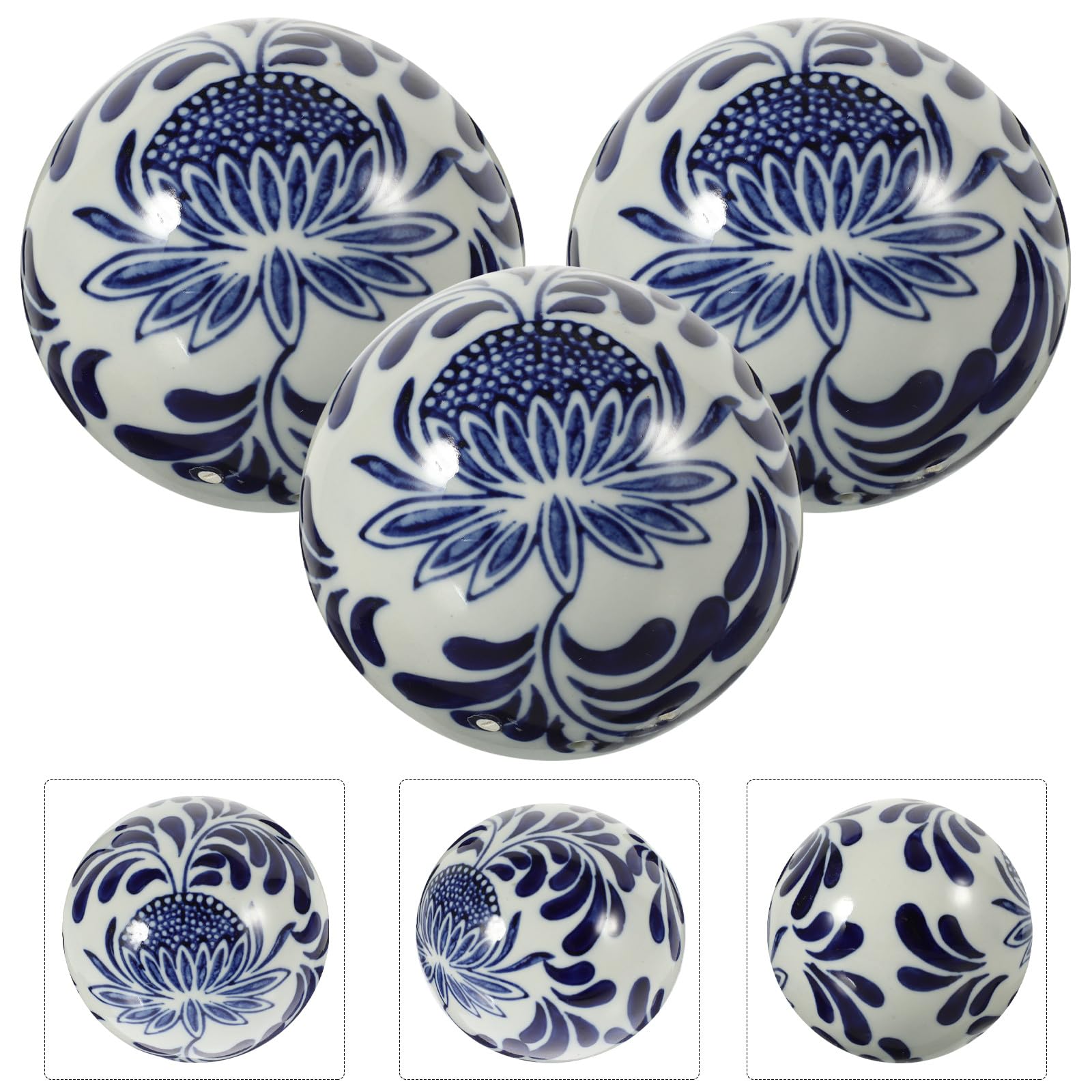 OUNONA Boules Flottantes en Céramique Lot de 3 Sphères Blanches 10 CM pour Décoration Intérieure Extérieure Piscine et Centre de Table Plusieurs Styles