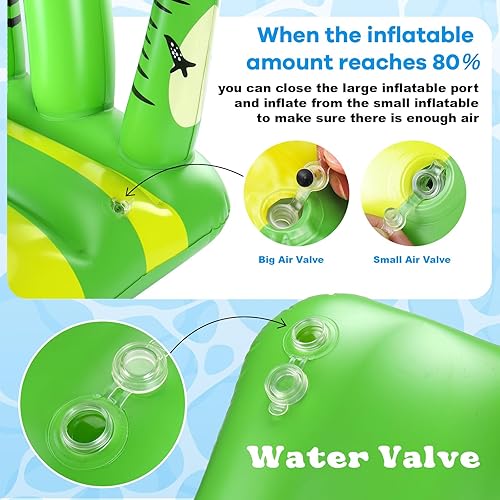 Miniatura 4 de BUSOHA Juguetes flotantes de dinosaurio para piscina, 2 en 1, tabla de dardos inflable, aro de lanzamiento, juego de natación familiar, juego de