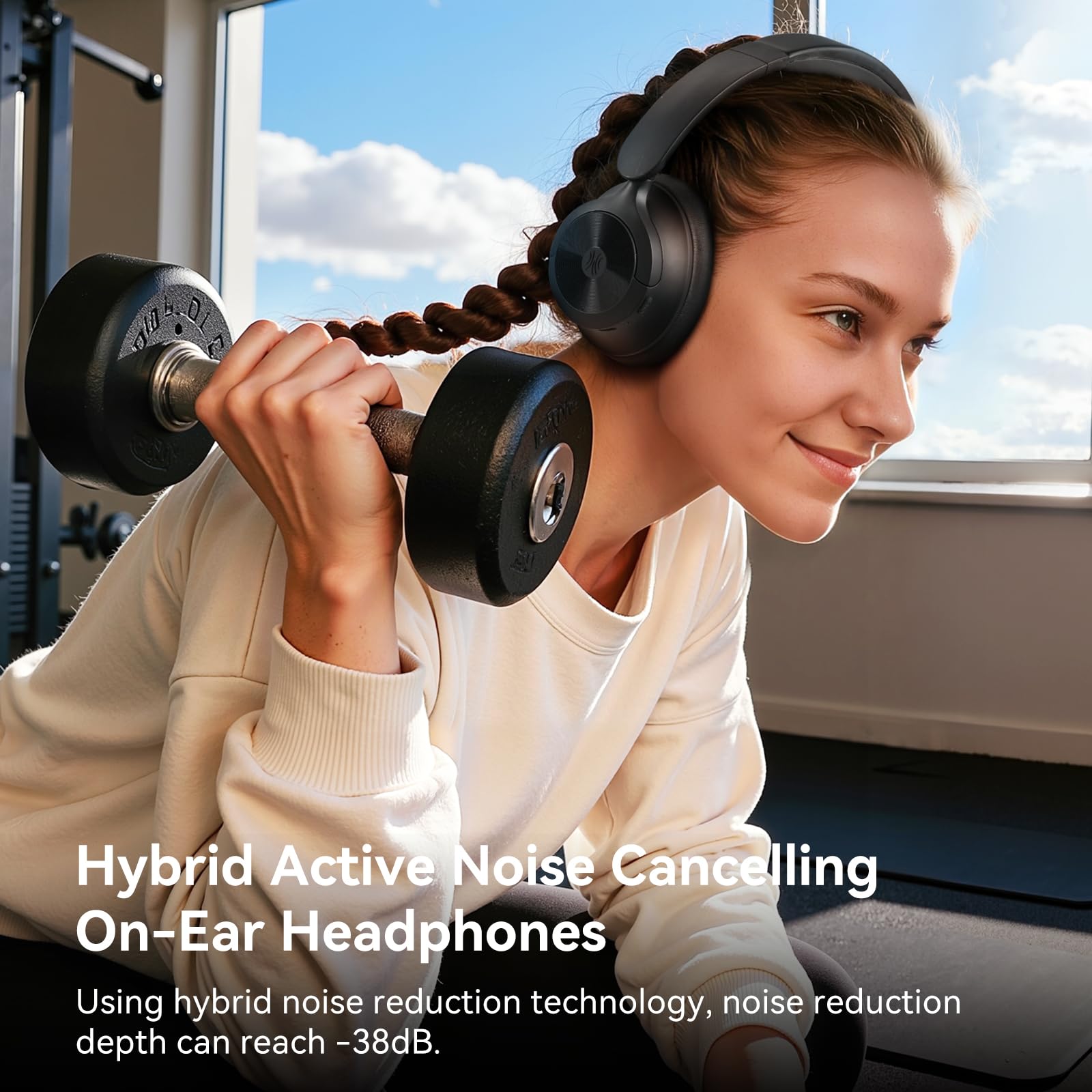 OneOdio Focus A1Pro Hybrid Active Noise Cancelling with Wireless On-Ear Headphones, 200G Ultra-Light, 70-Hour Battery with Speed Charge, Bluetooth 6.0, Clear Calls, Lightweight Portable