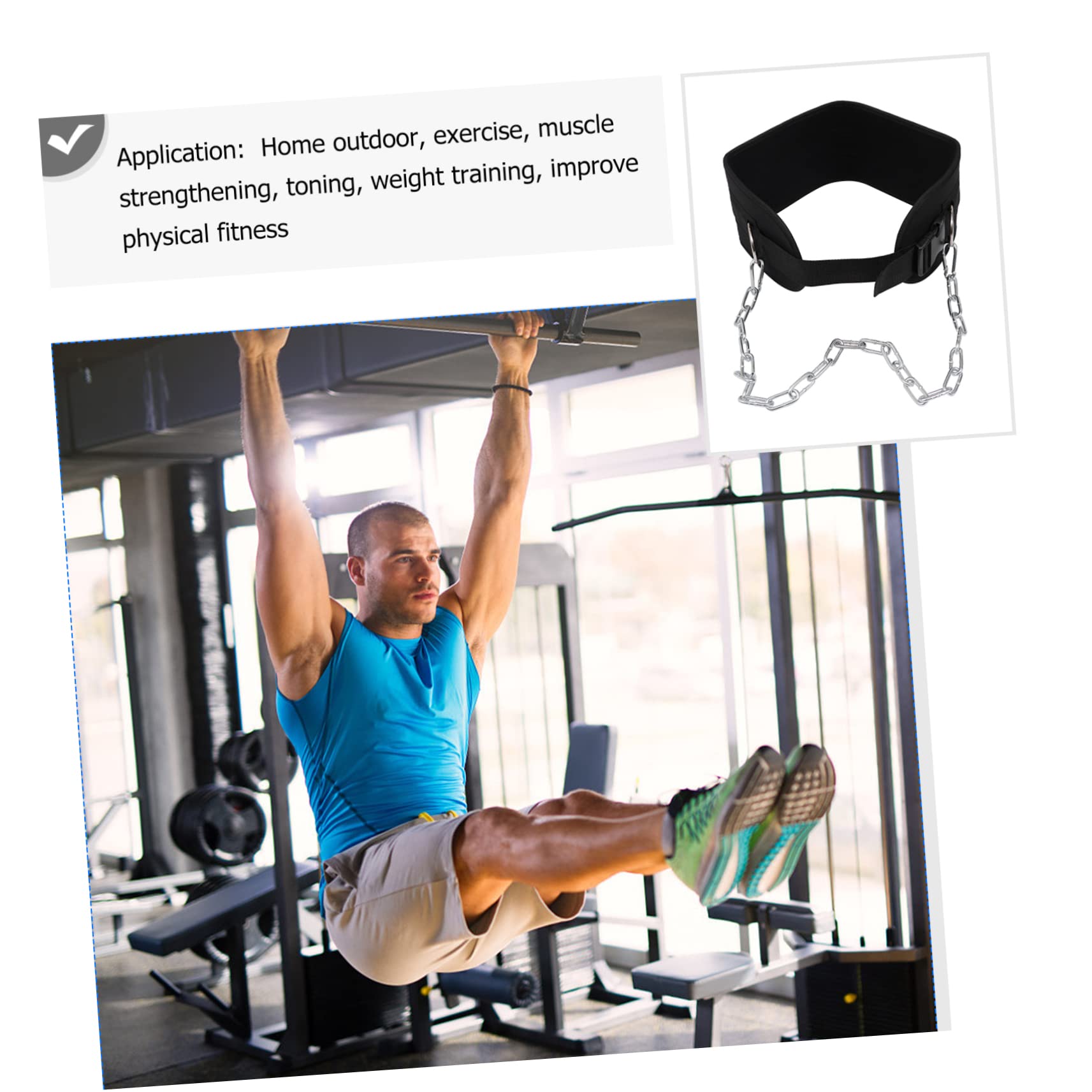 Happyyami 1pezzi Cintura Per Sollevamento Pesi Con Catena Attrezzatura Per Bodybuilding e Powerlifting Design Ergonomico Per Comfort e Supporto Catena Rimovibile Per Maggiore Sicurezza