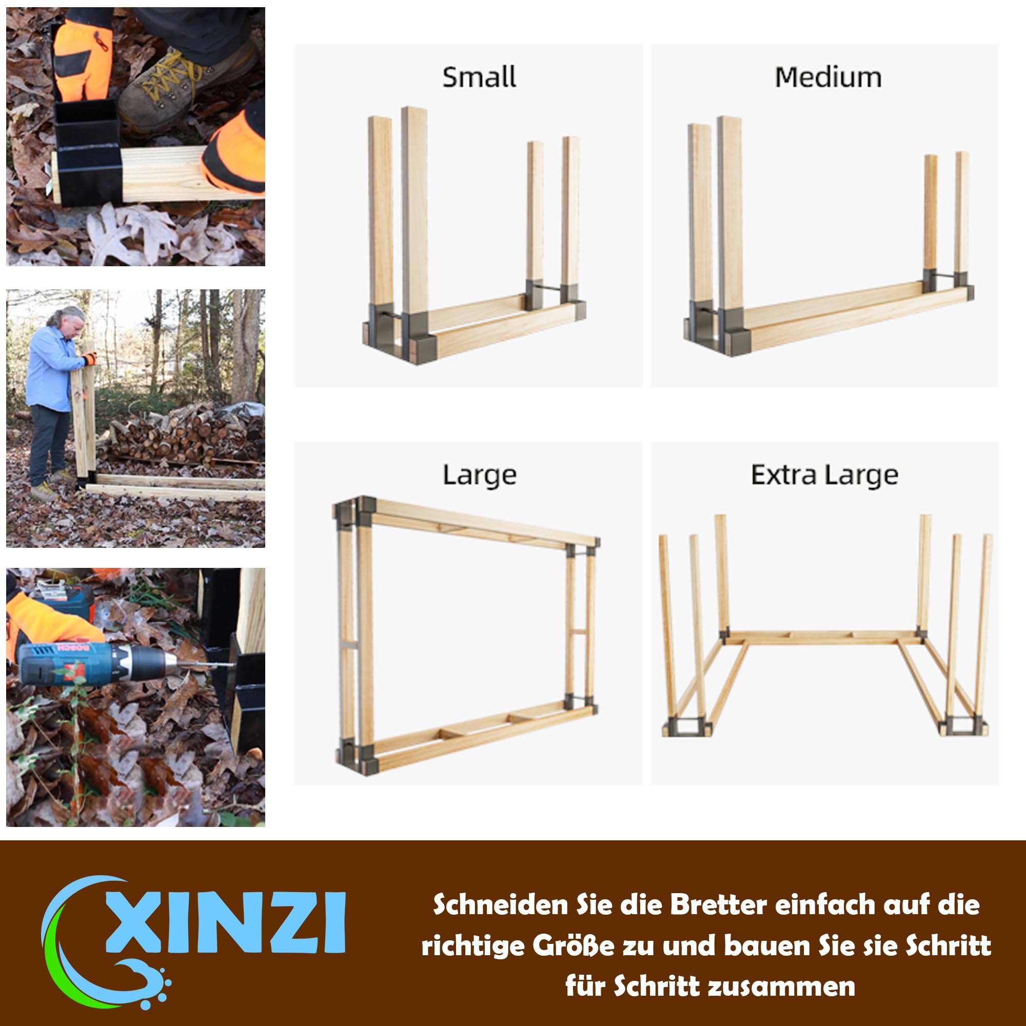 XINZI Set of 12 Wood Stacking Aids, Stable Metal Firewood
