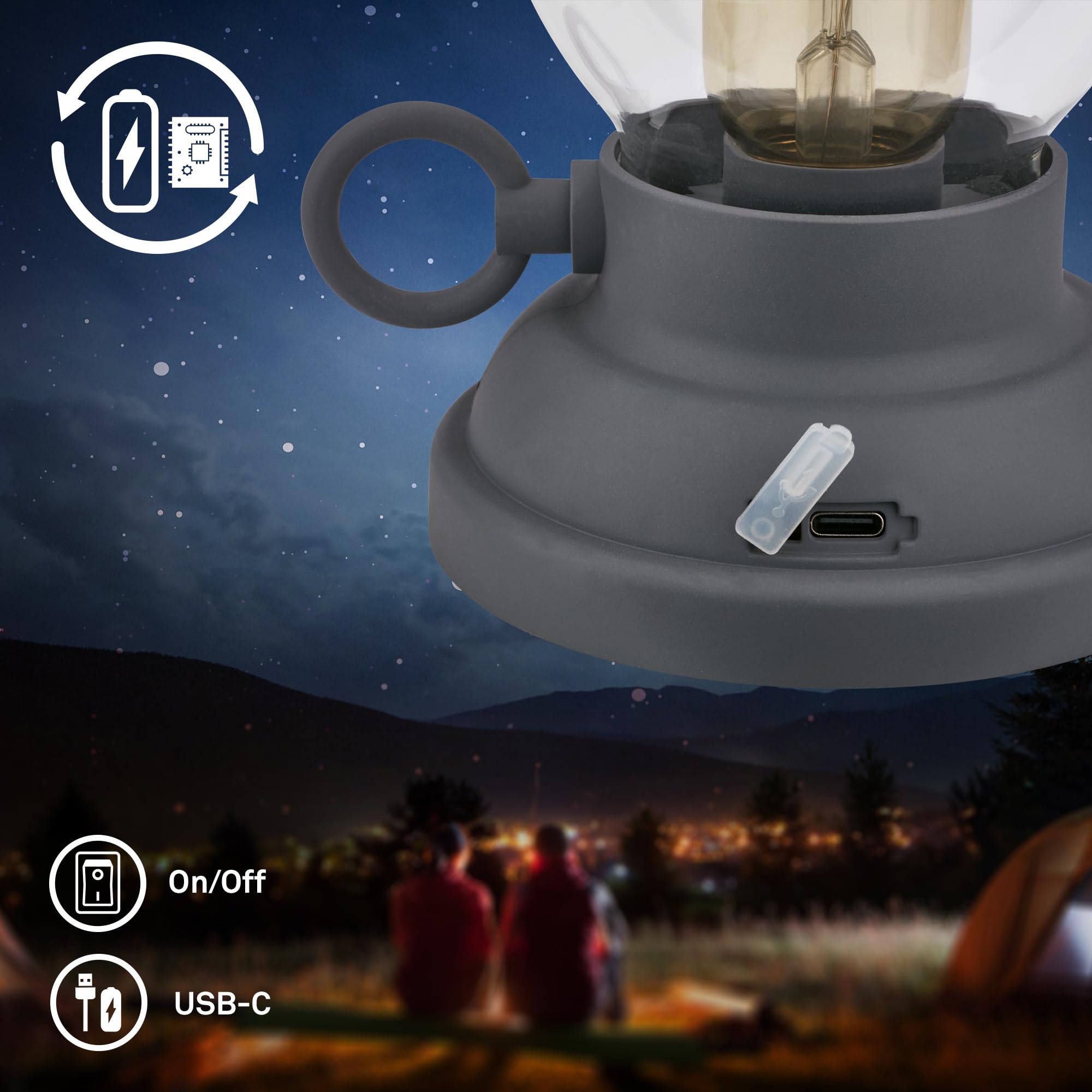 BRILONER - Bezprzewodowa lampa stołowa LED, IP44, dotykowa, ściemniana, wymienna bateria, lampa kempingowa, lampa stołowa, lampa akumulatorowa, do użytku na zewnątrz, elektroniczna lampa naftowa LED