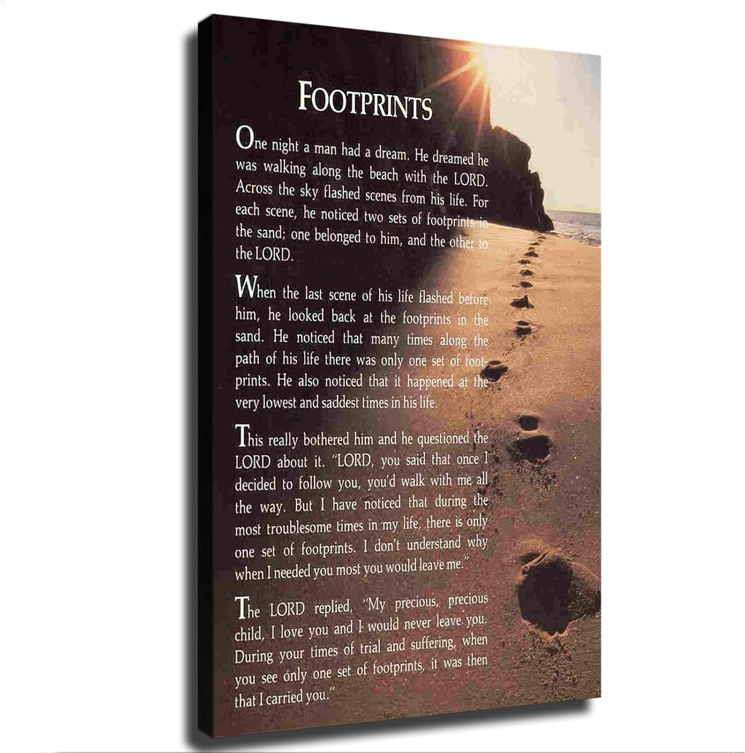 Inspirational Footprints Poem in The Sand Poster and Prints