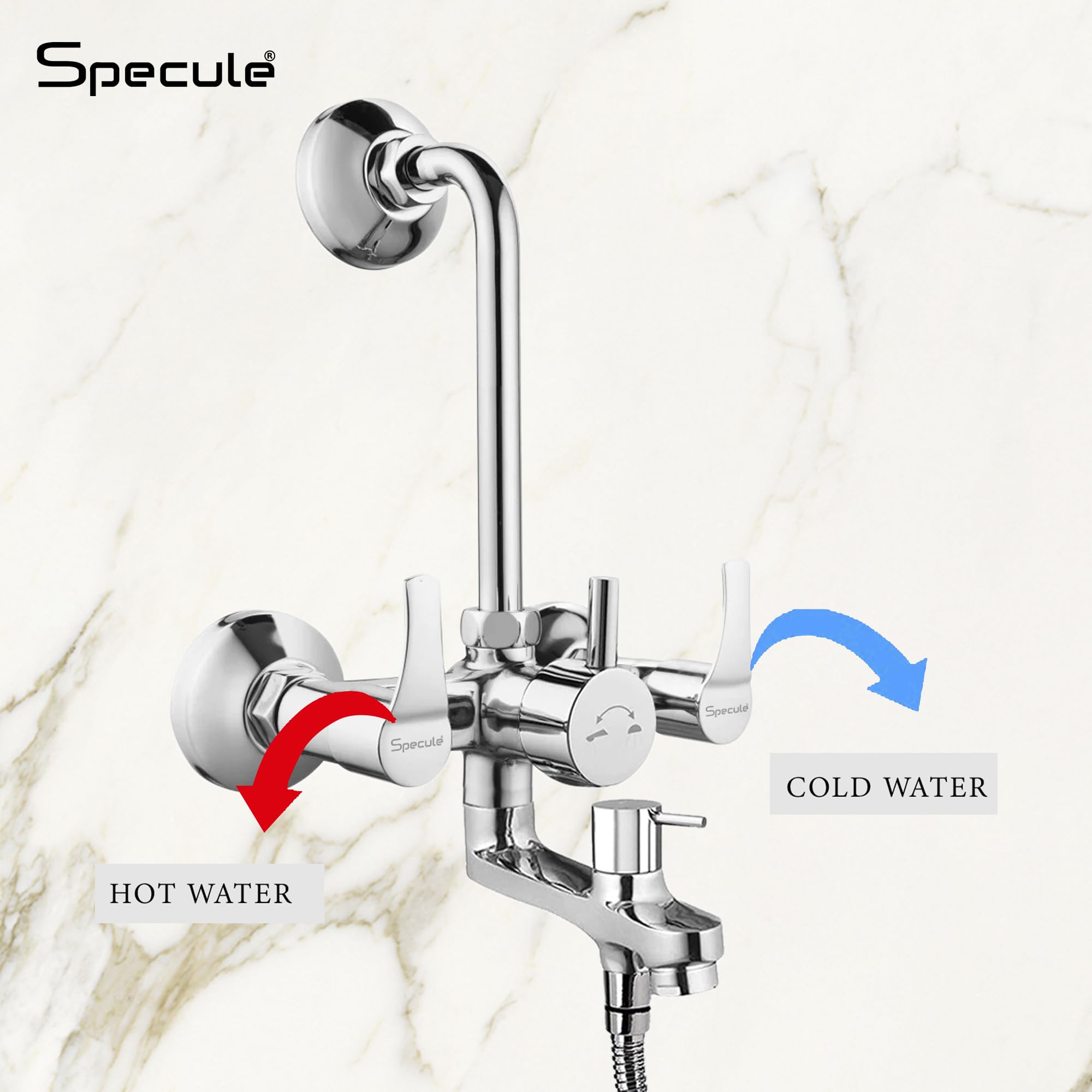 Topaz 3-in-1 Wall Mixer with Hand Shower - Chrome -2