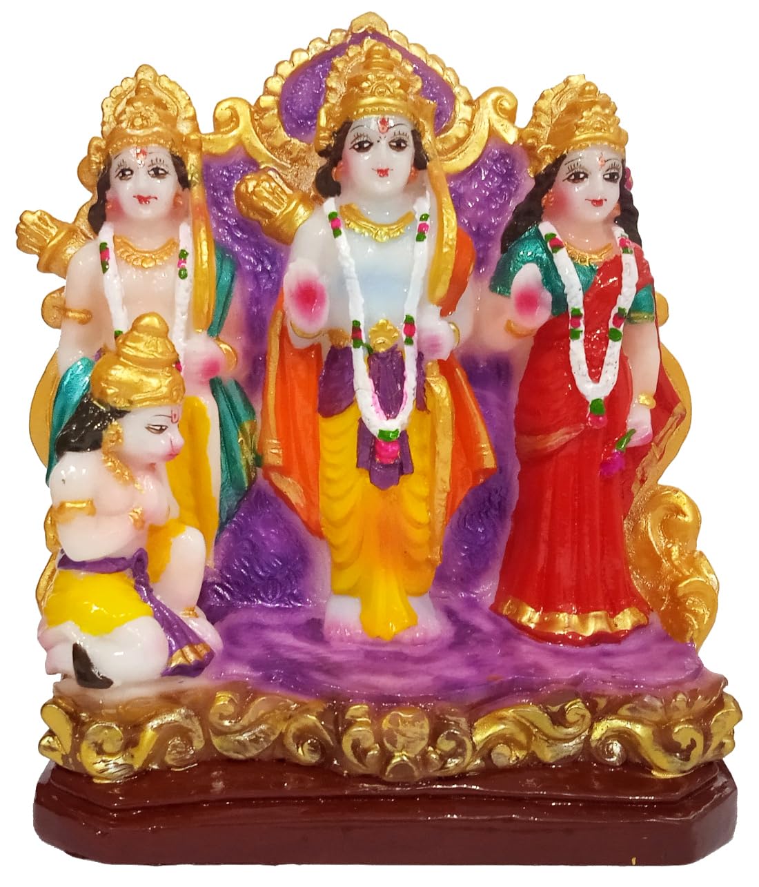 Purpledip Resin Majestic Statue: Ram Darbar with Rama, Sita, Lakshman, & Hanuman (12709), Multicolor - Image 2
